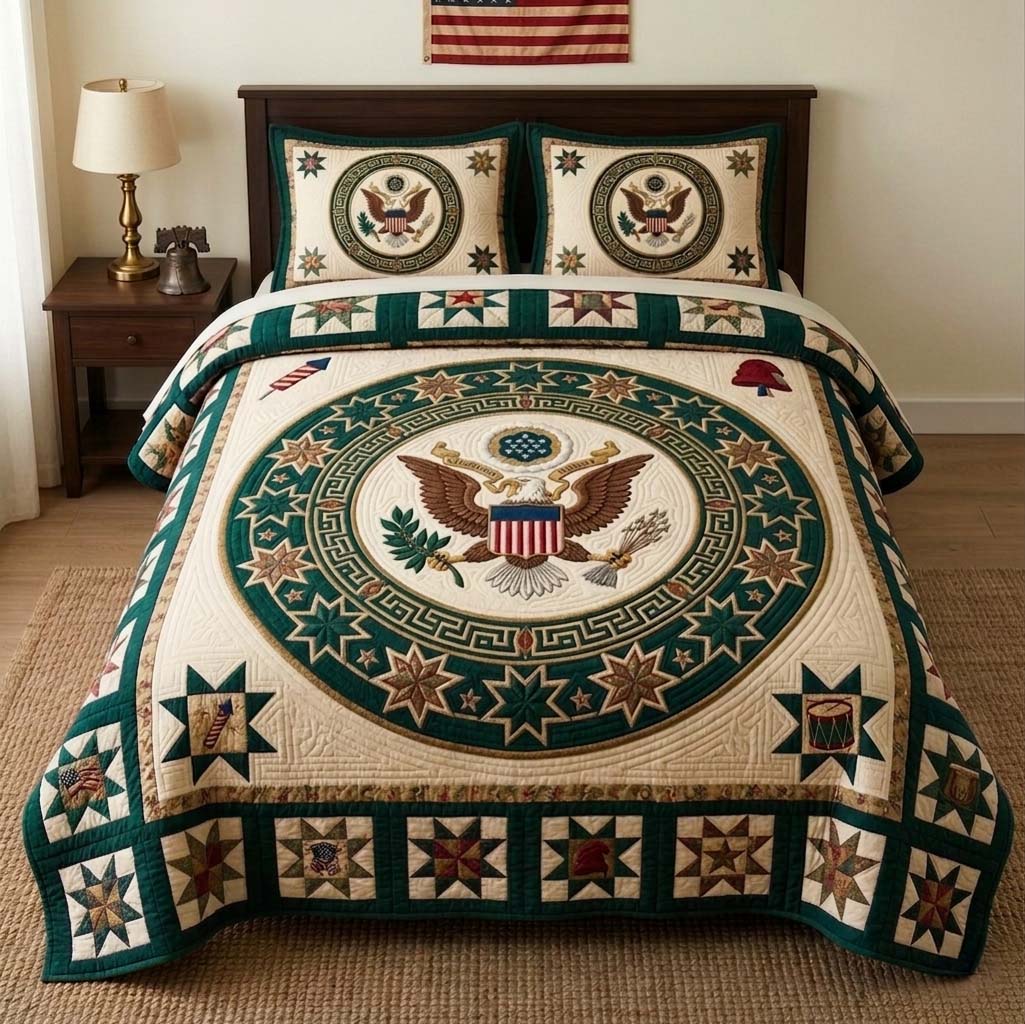 Liberty Circle Crest 3-Piece Quilted Bedding Set GFTOHD14604