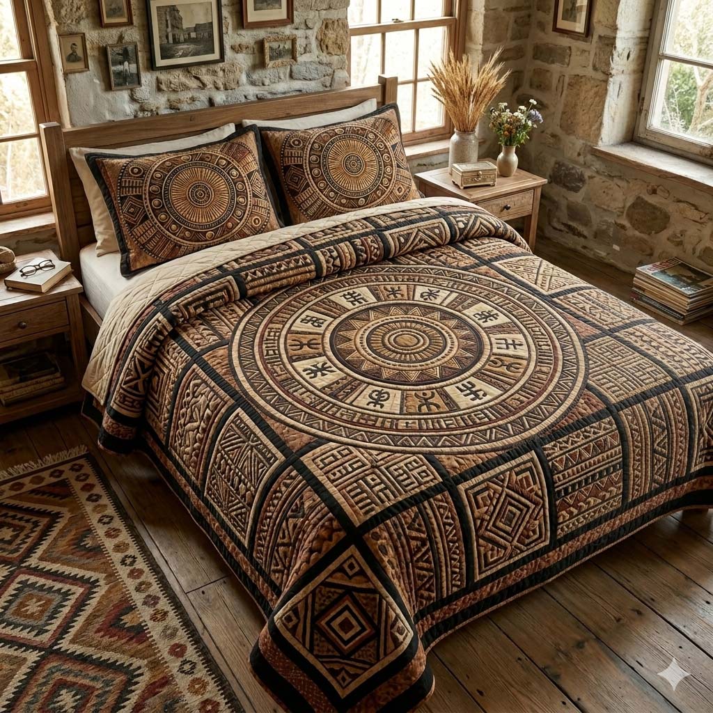 Tribal Circle 3-Piece Quilted Bedding Set GFTOHD14660