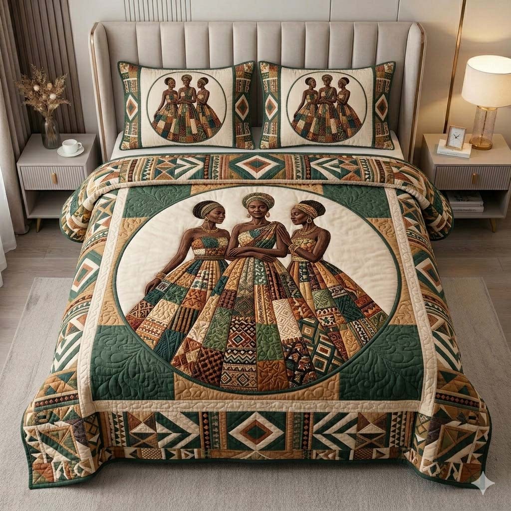 Golden Savannah Sister 3-Piece Quilted Bedding Set GFTOHD14668