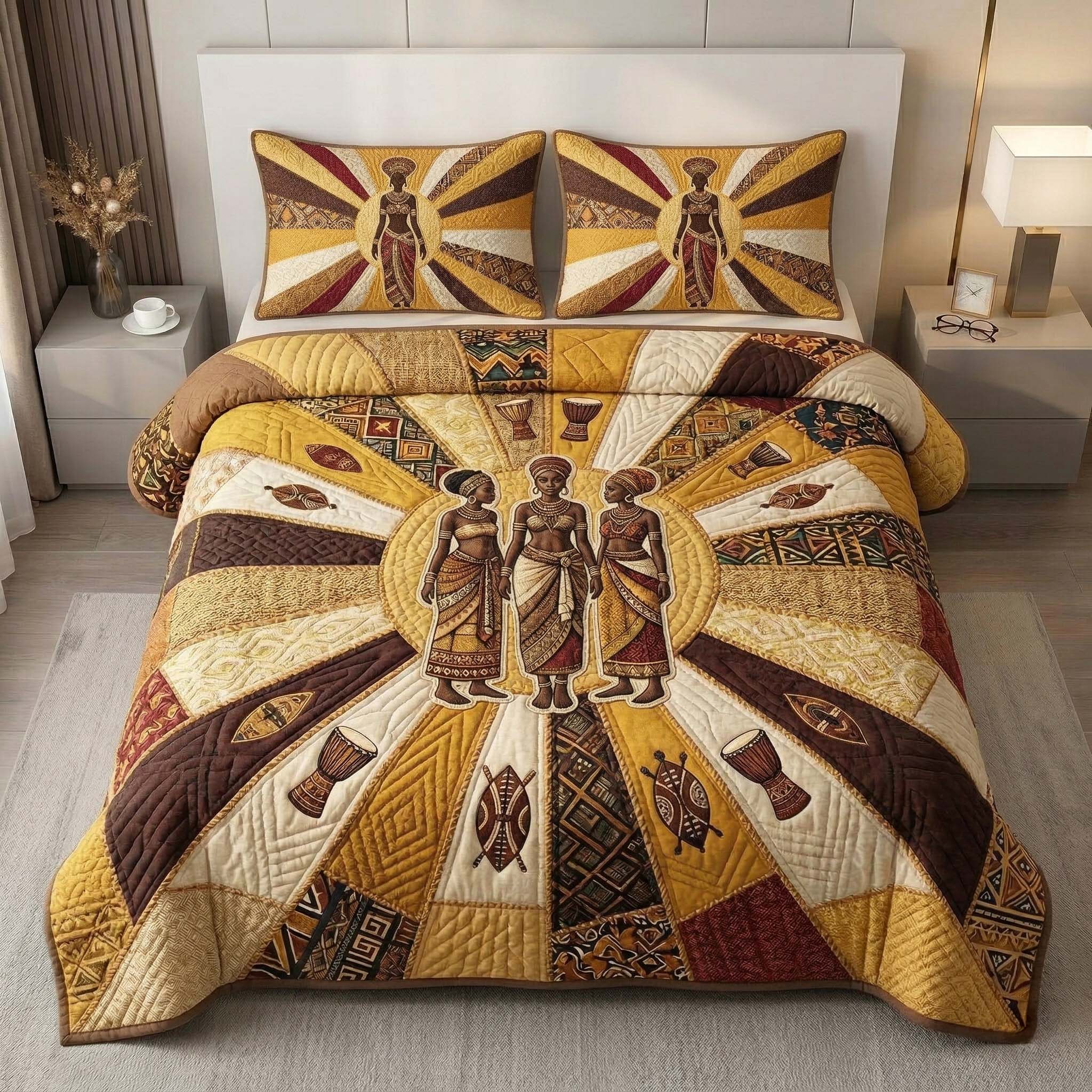 Golden Rhythm 3-Piece Quilted Bedding Set GFTOHD14717