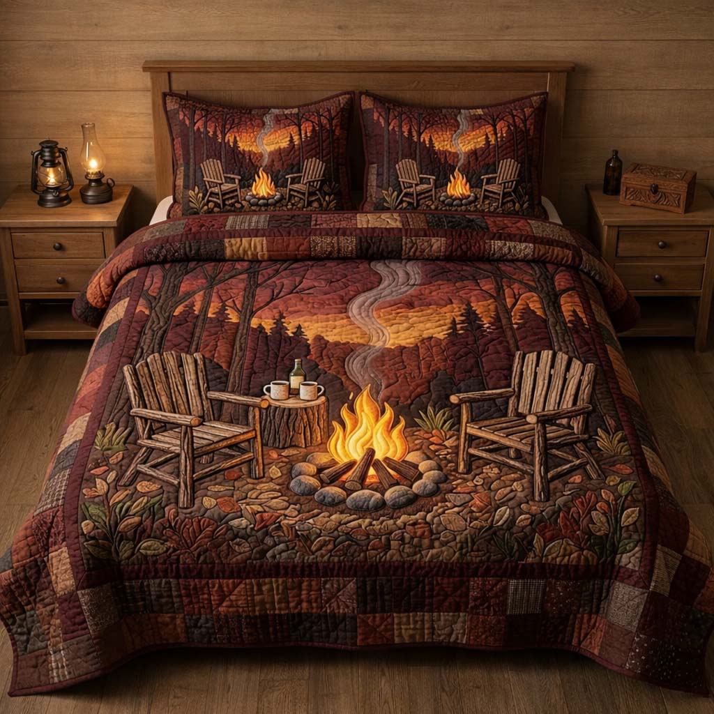 Campfire Haven 3-Piece Quilted Bedding Set GFTOHD14743