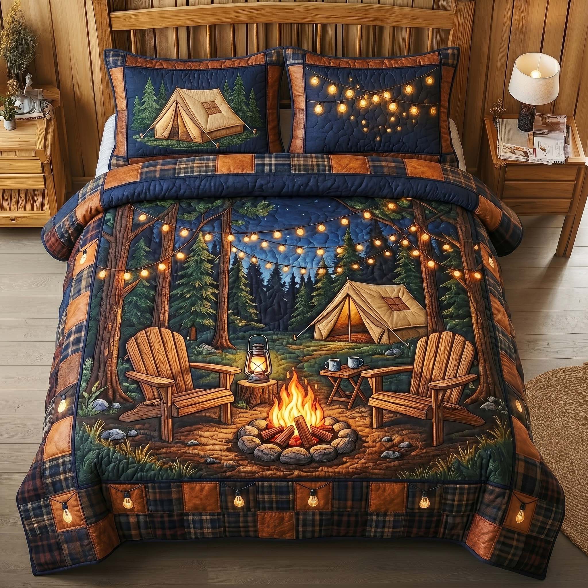 Forest Glow Night 3-Piece Quilted Bedding Set GFTOHD14746