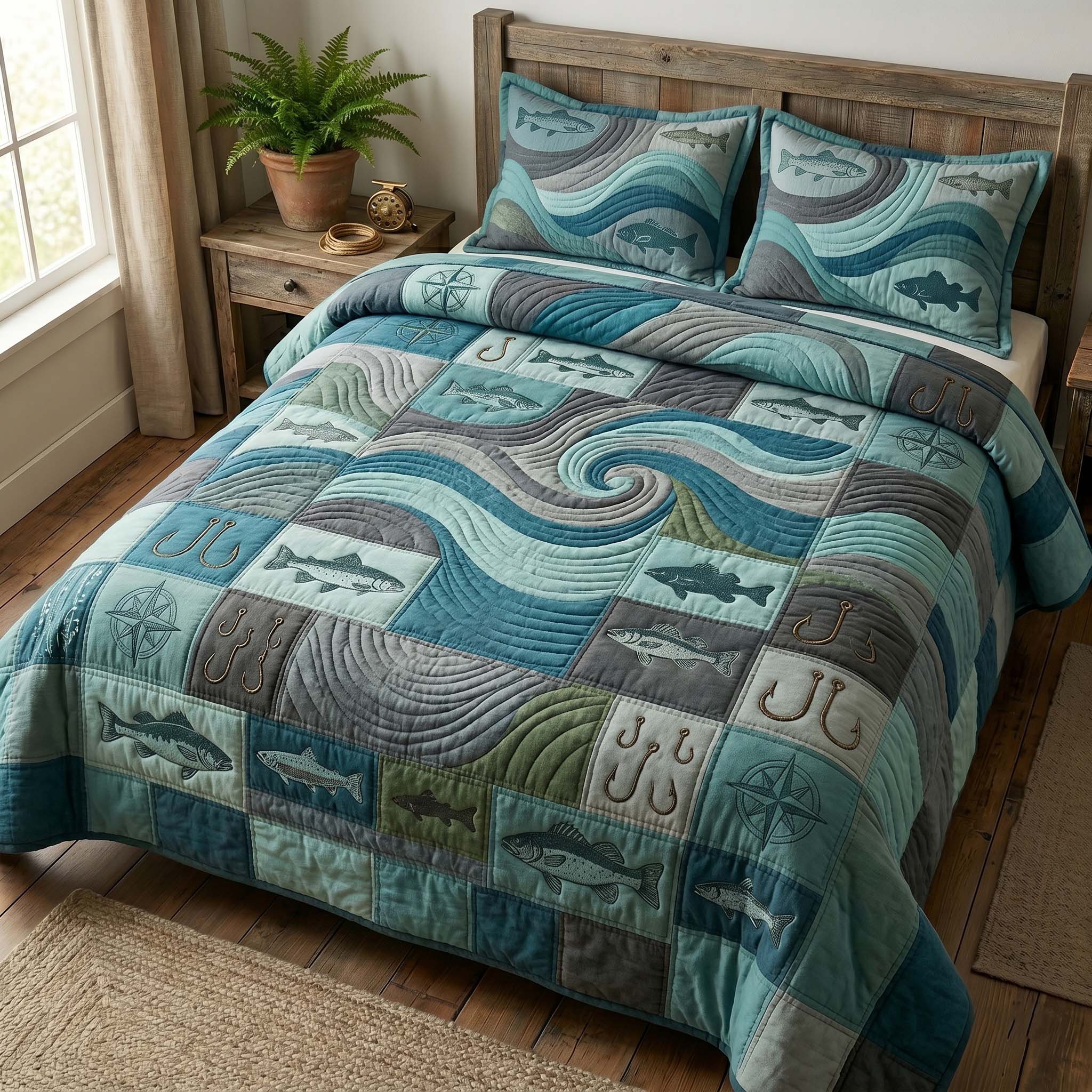 Ocean Drift 3-Piece Quilted Bedding Set GFTOHD14900