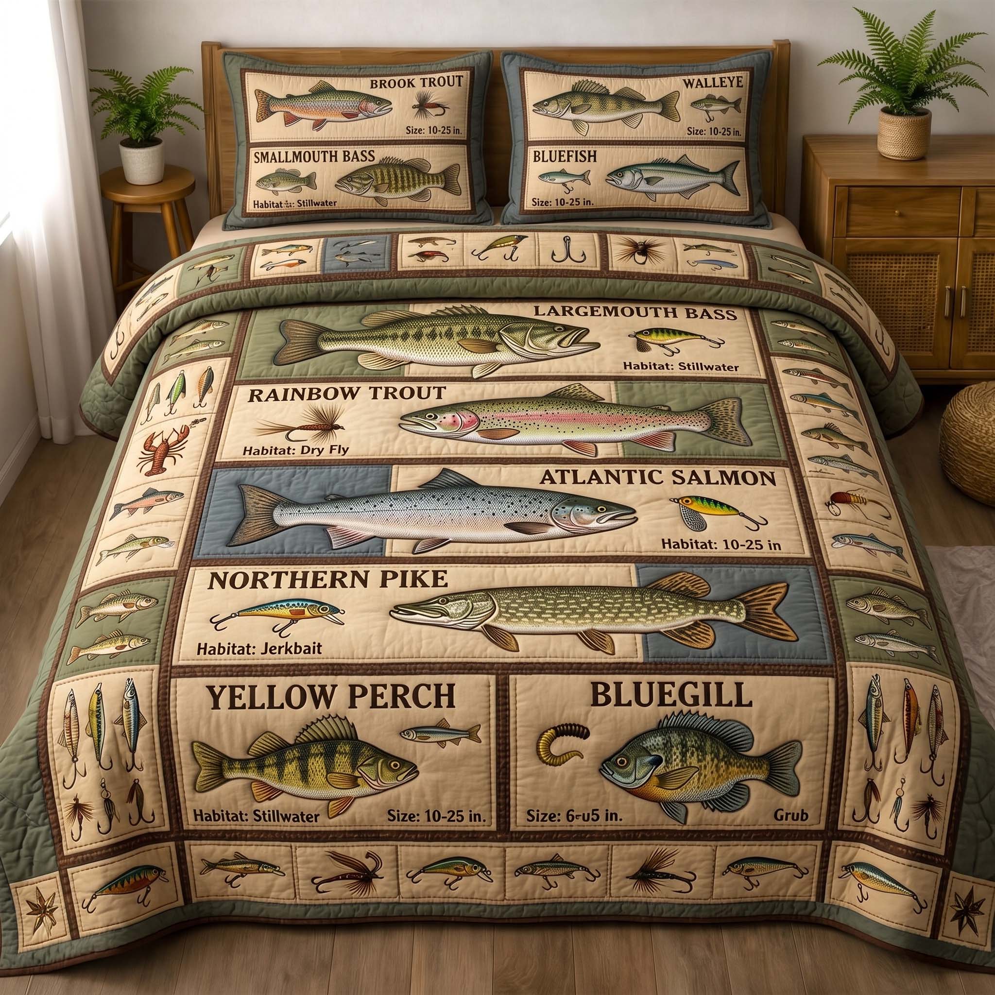 Angler Guide 3-Piece Quilted Bedding Set GFTOHD14902