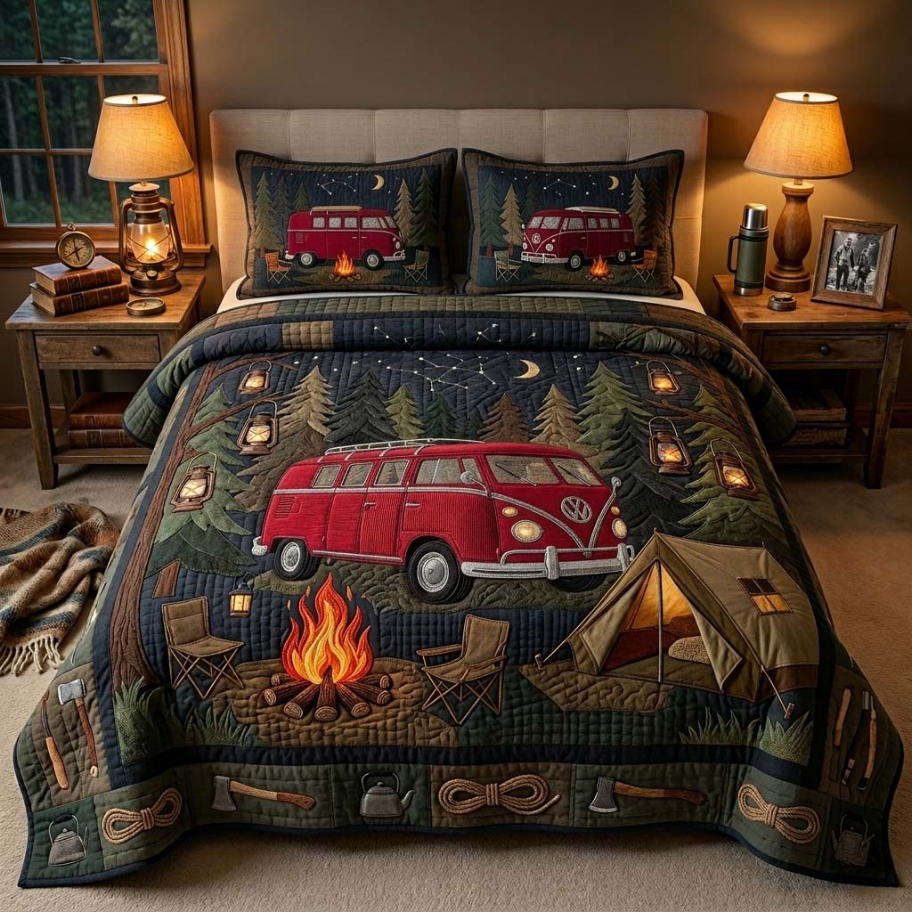 Midnight Camper 3-Piece Quilted Bedding Set GFTOHD14913