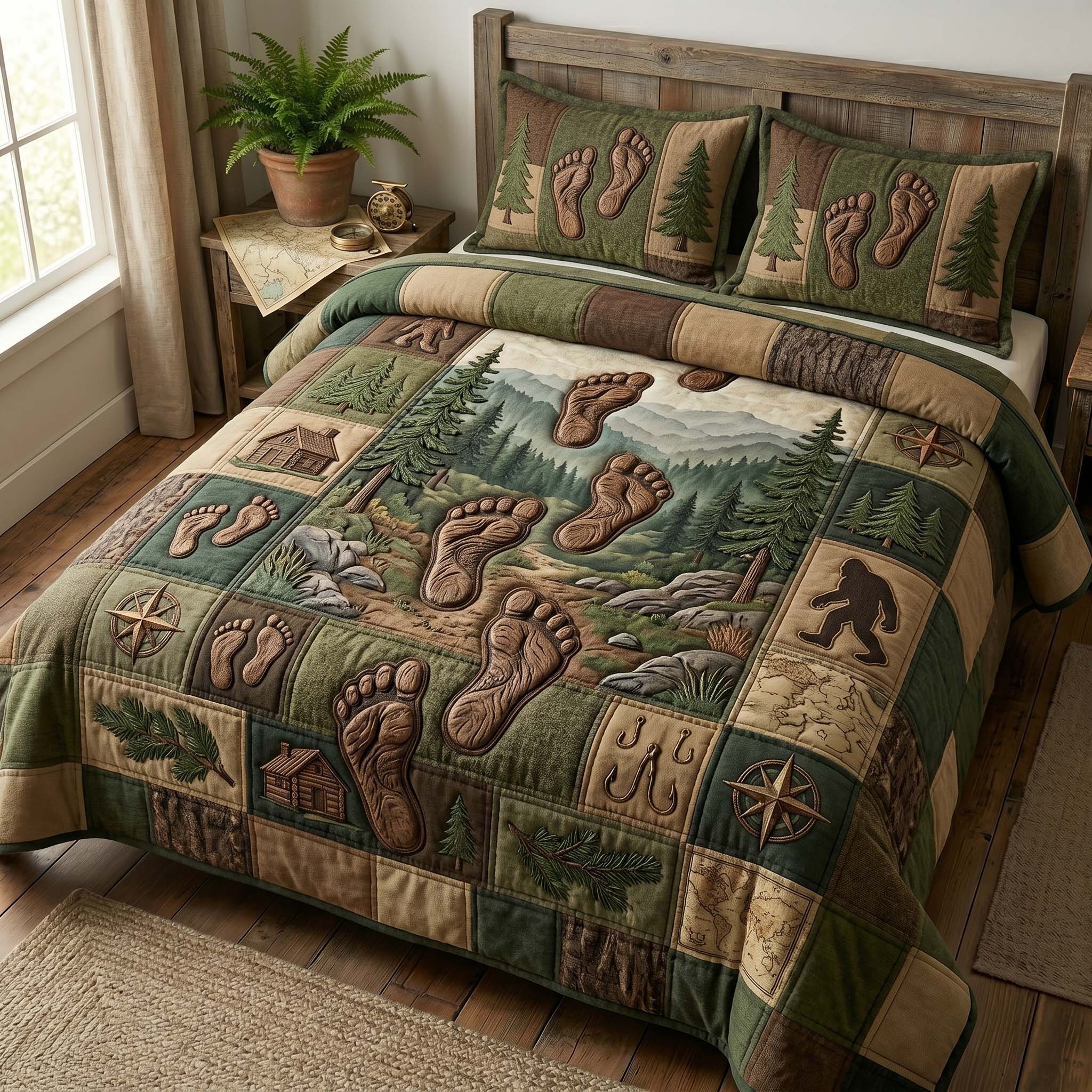 Footprint Trail 3-Piece Quilted Bedding Set GFTOHD14975