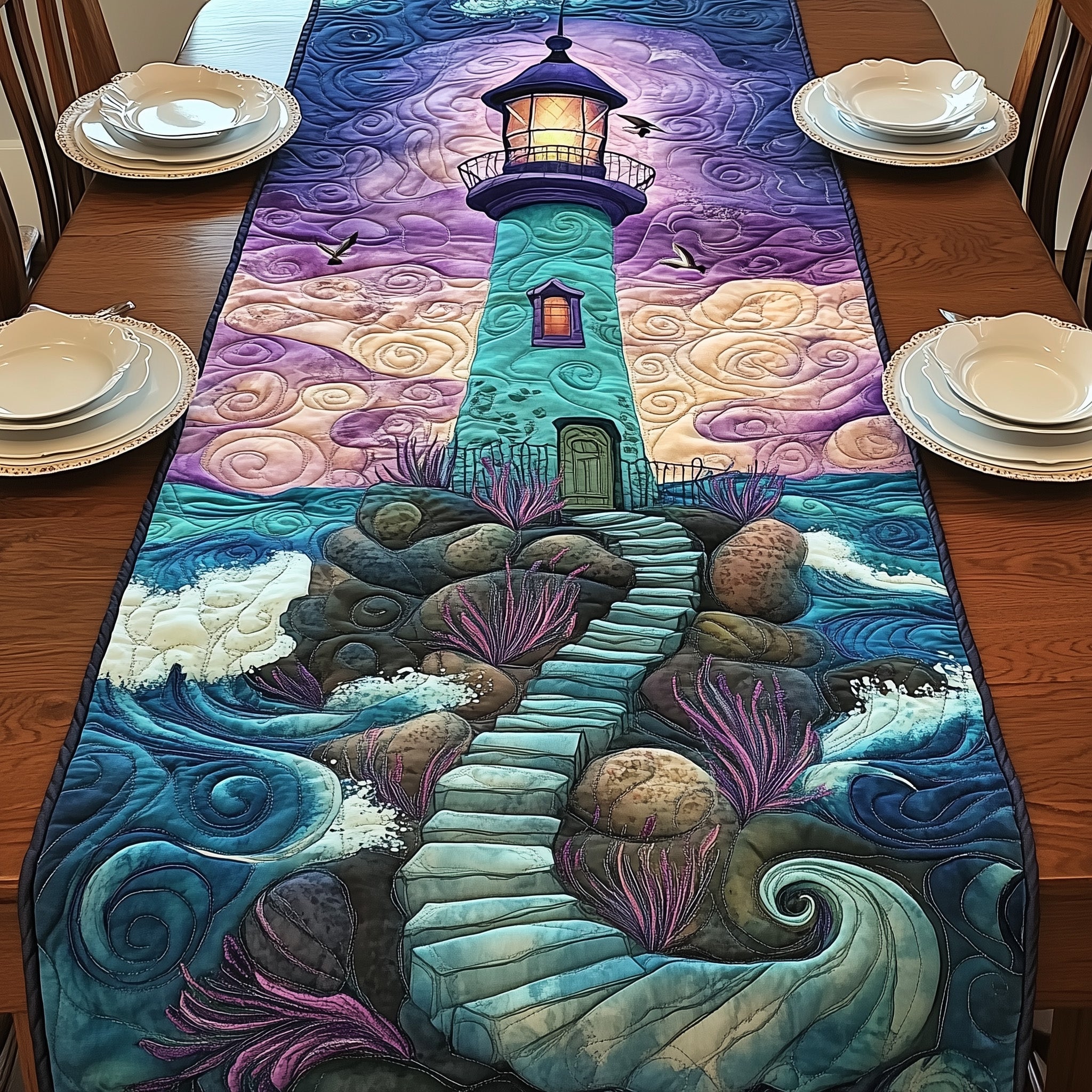 The Aurora Tower Quilted Table Runner GFTOHD3215