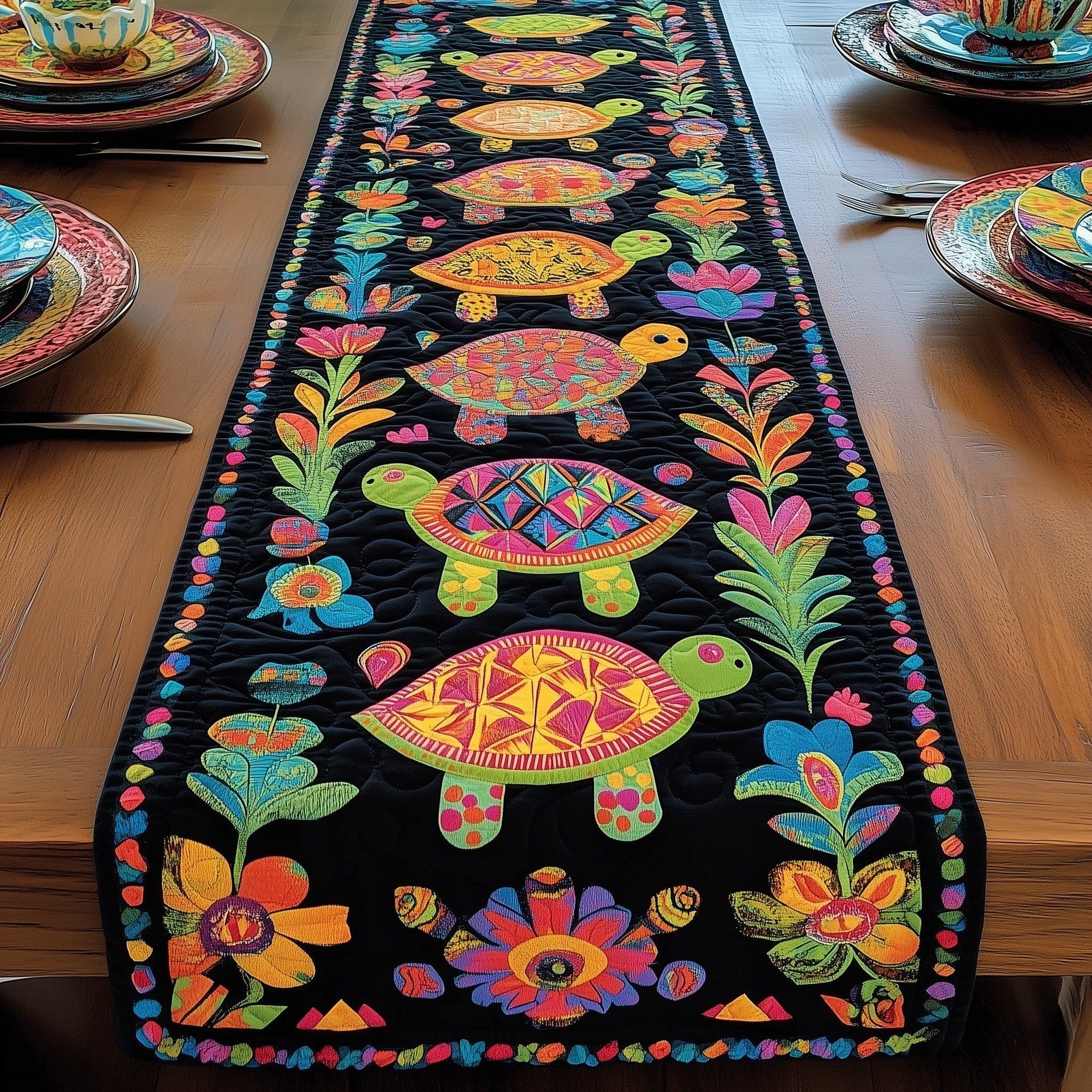 Tropical Turtle Heaven Quilted Table Runner GFTOHD6363