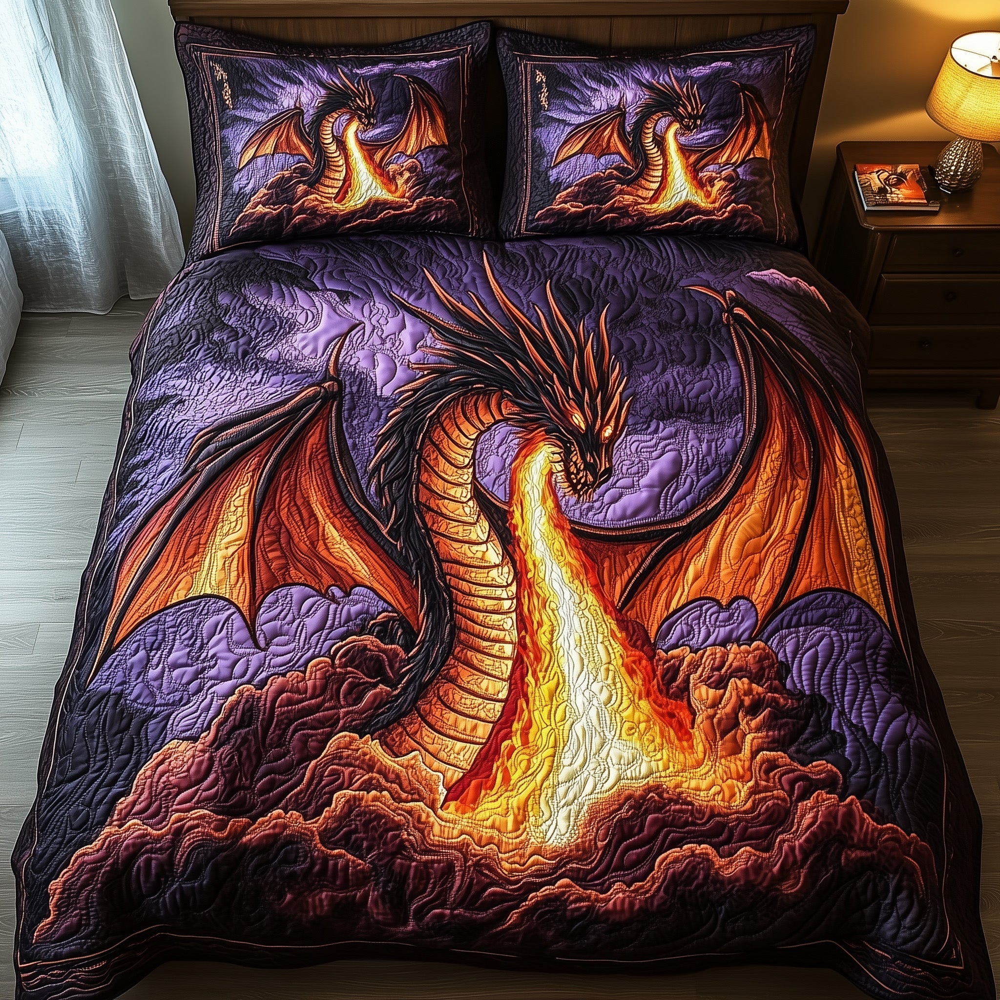 Flameborn Majesty 3-Piece Quilted Bedding Set GFTOHD6391