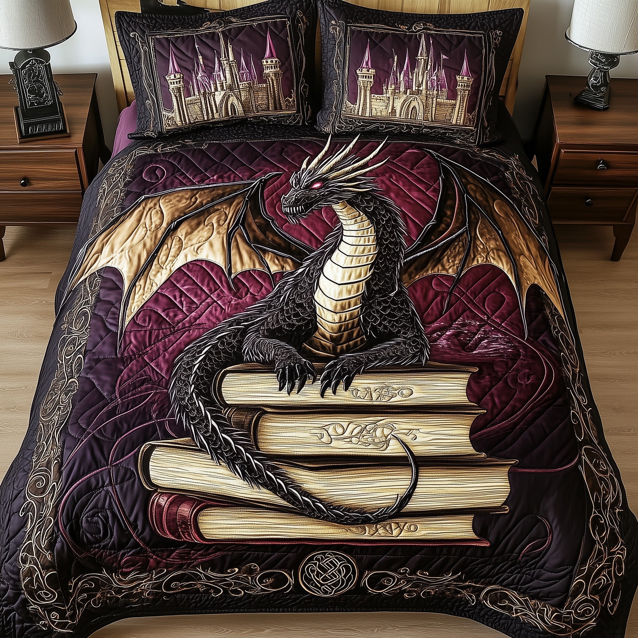 Majestic Dragon 3-Piece Quilted Bedding Set GFTOHD6399