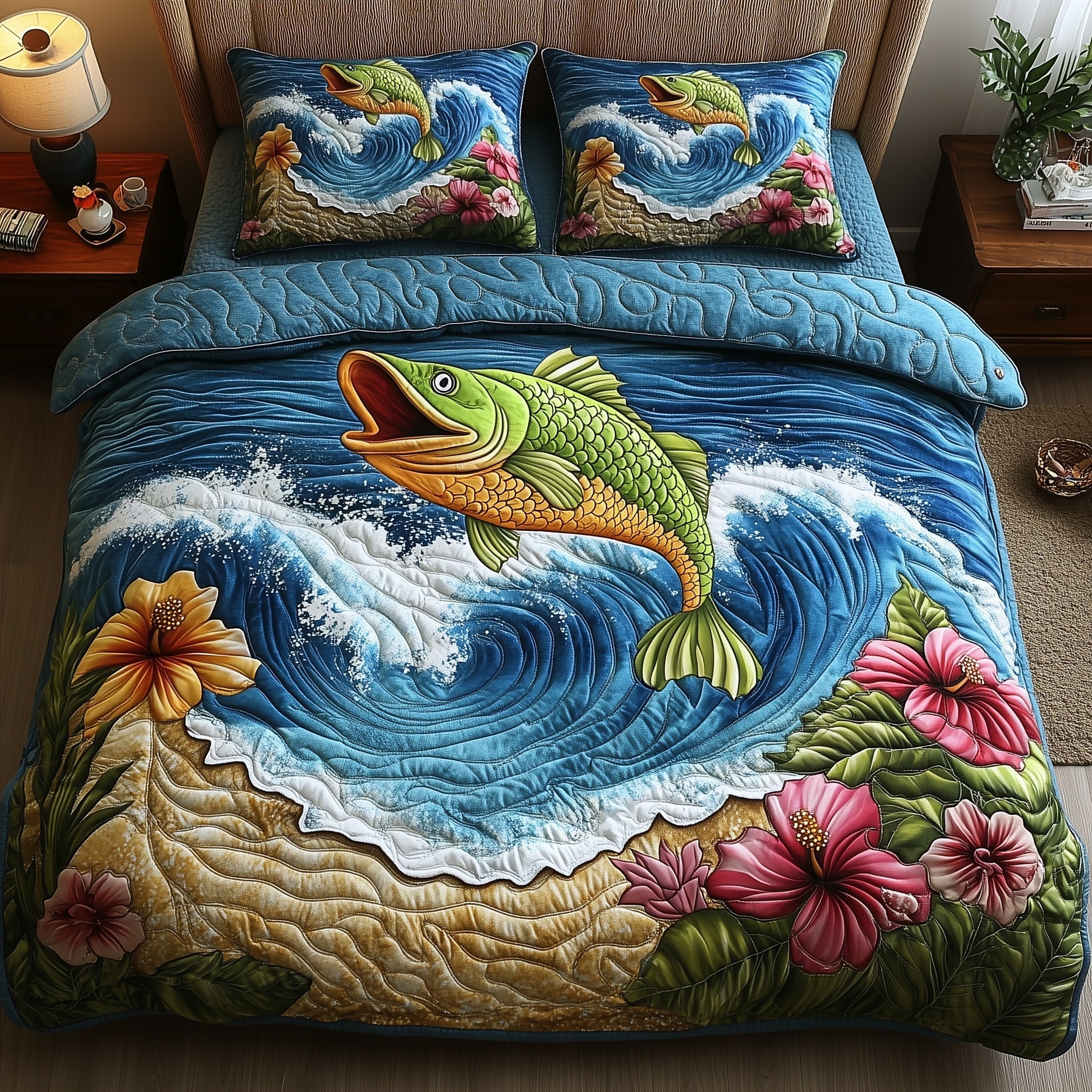 Fish Paradise 3-Piece Quilted Bedding Set GFTOHD6462