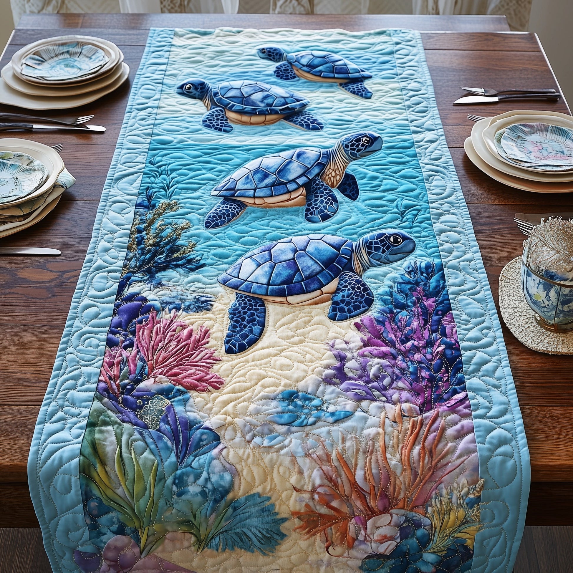 Tropical Turtle DreamsQuilted Table Runner GFTOHD6619