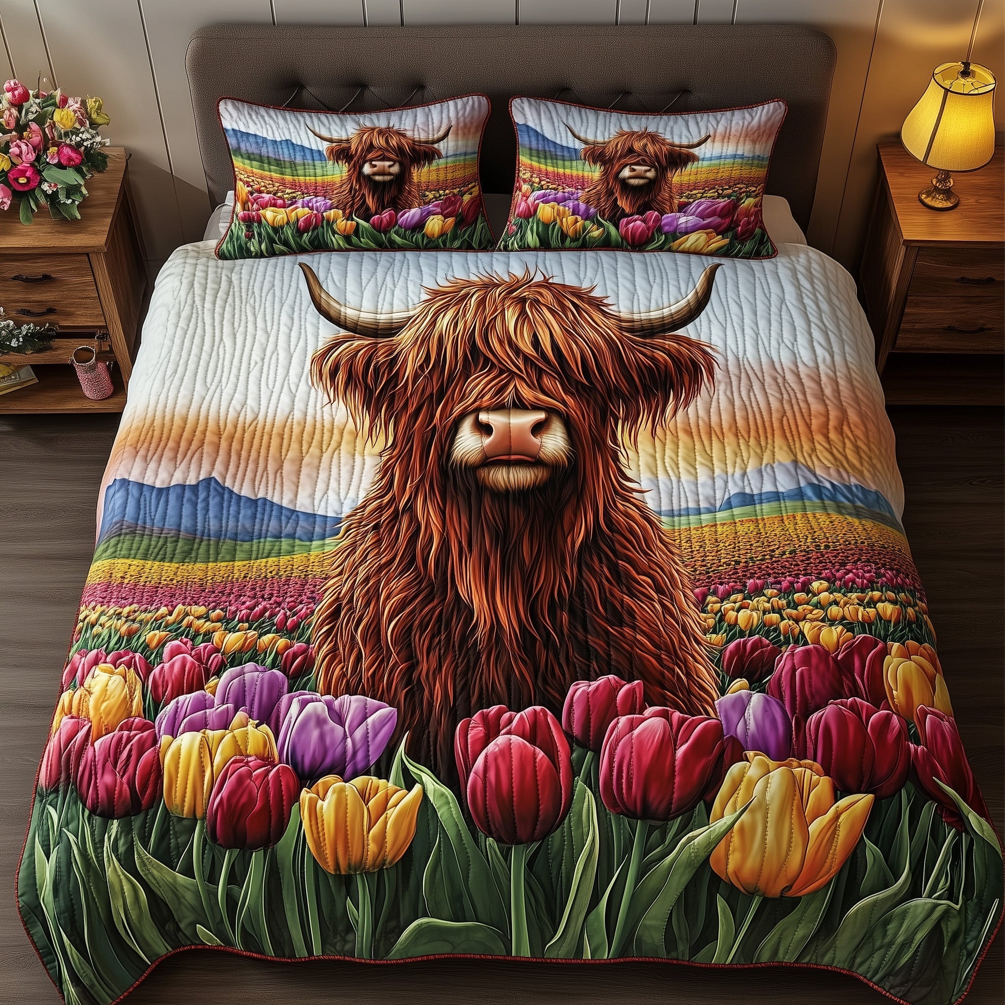 Highland Cow 3-Piece Quilted Bedding Set GFTOHD7181