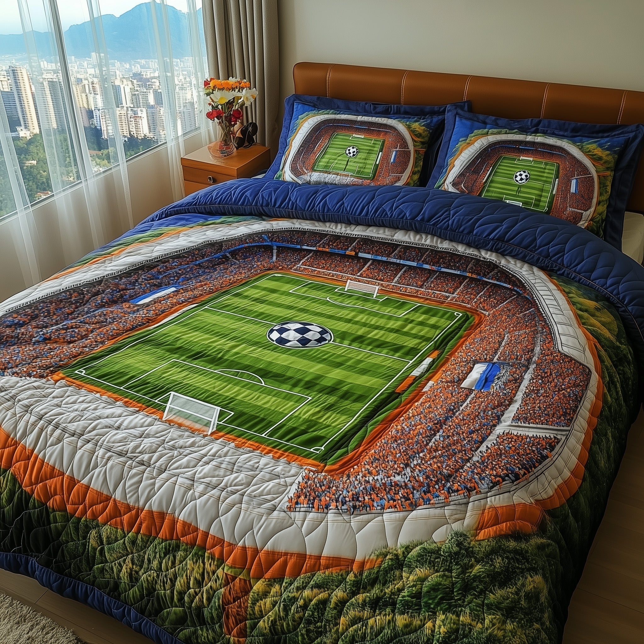 Soccer Field of Dreams 3-Piece Quilted Bedding Set GFTOHD7462