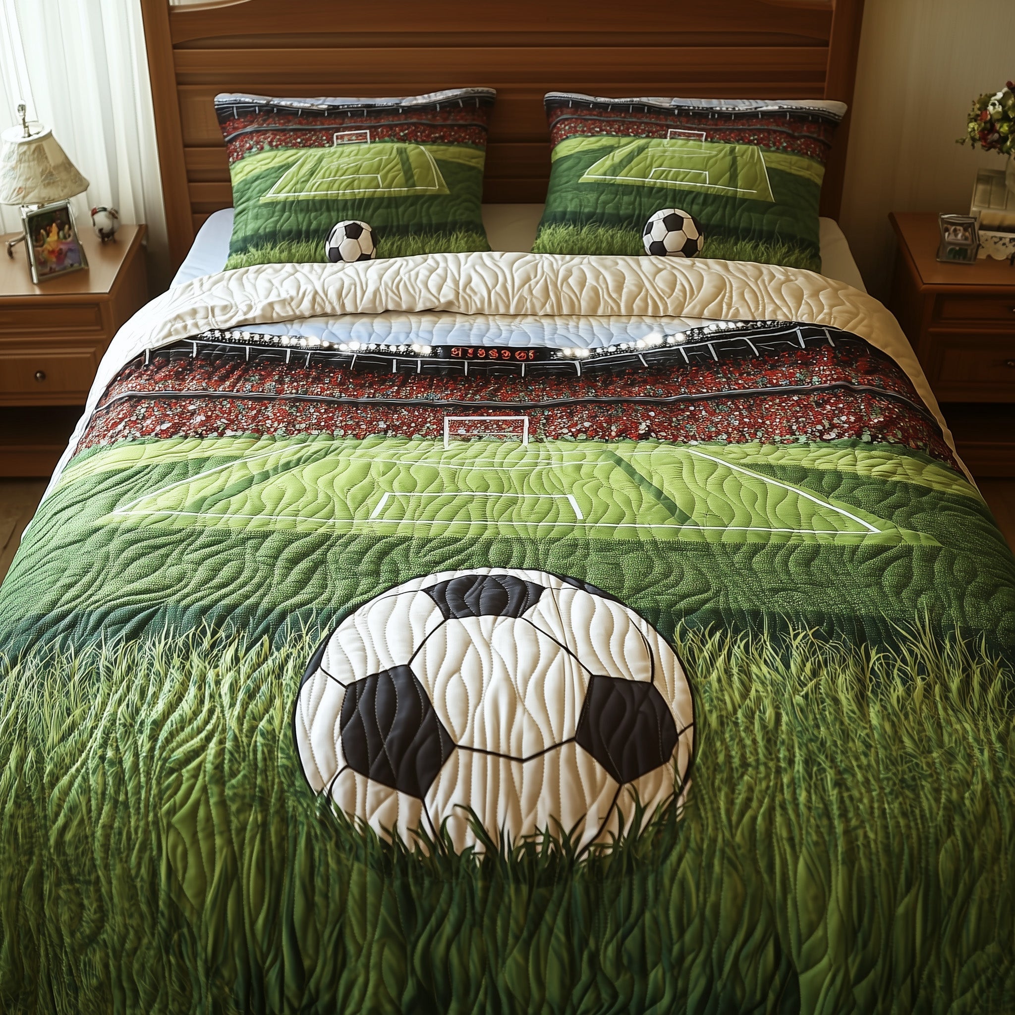 Soccer Field of Dreams 3-Piece Quilted Bedding Set GFTOHD7470