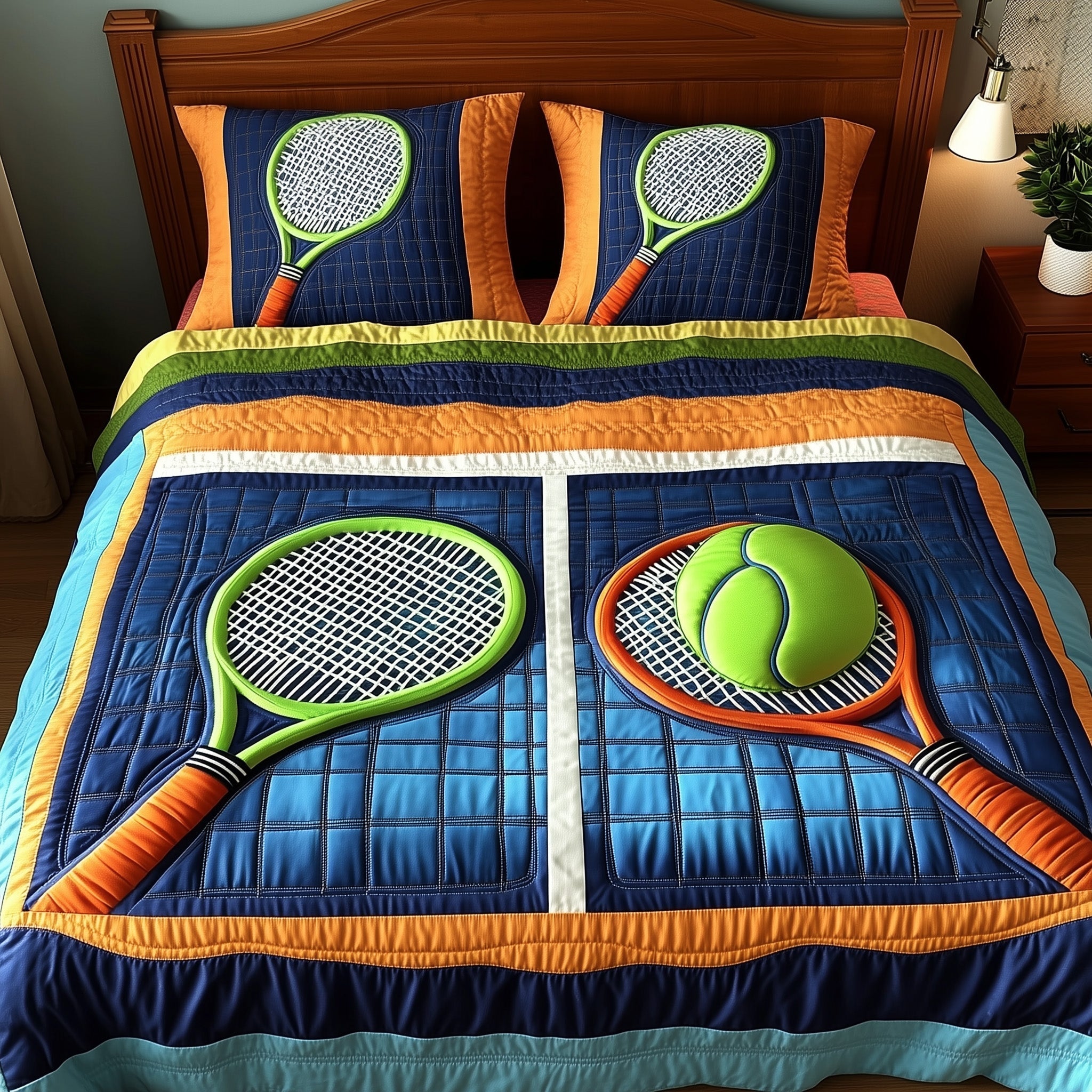 Tennis Time 3-Piece Quilted Bedding Set GFTOHD7719