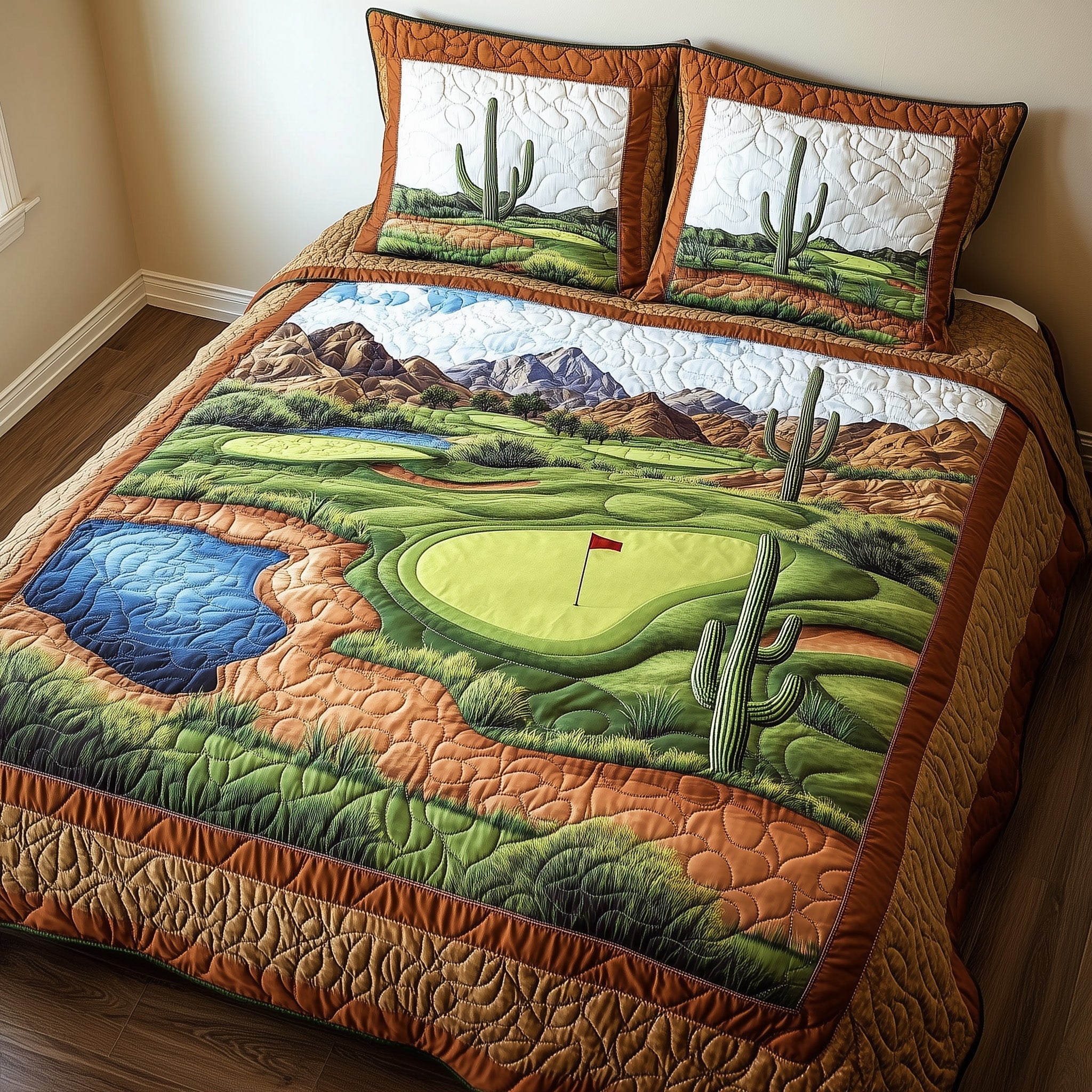 Southwest Golf Getaway 3-Piece Quilted Bedding Set GFTOHD7773