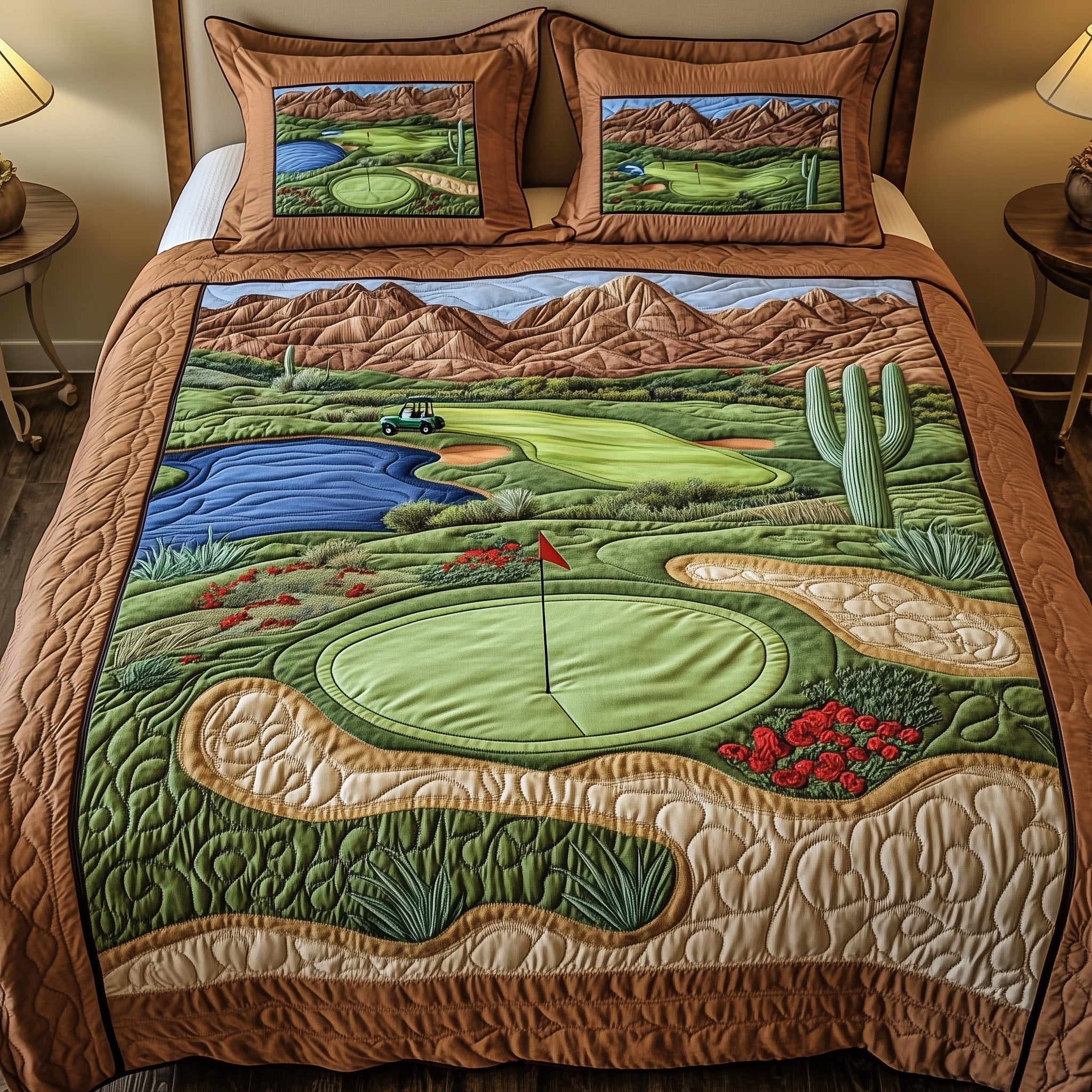 Desert Golf Haven 3-Piece Quilted Bedding Set GFTOHD7775