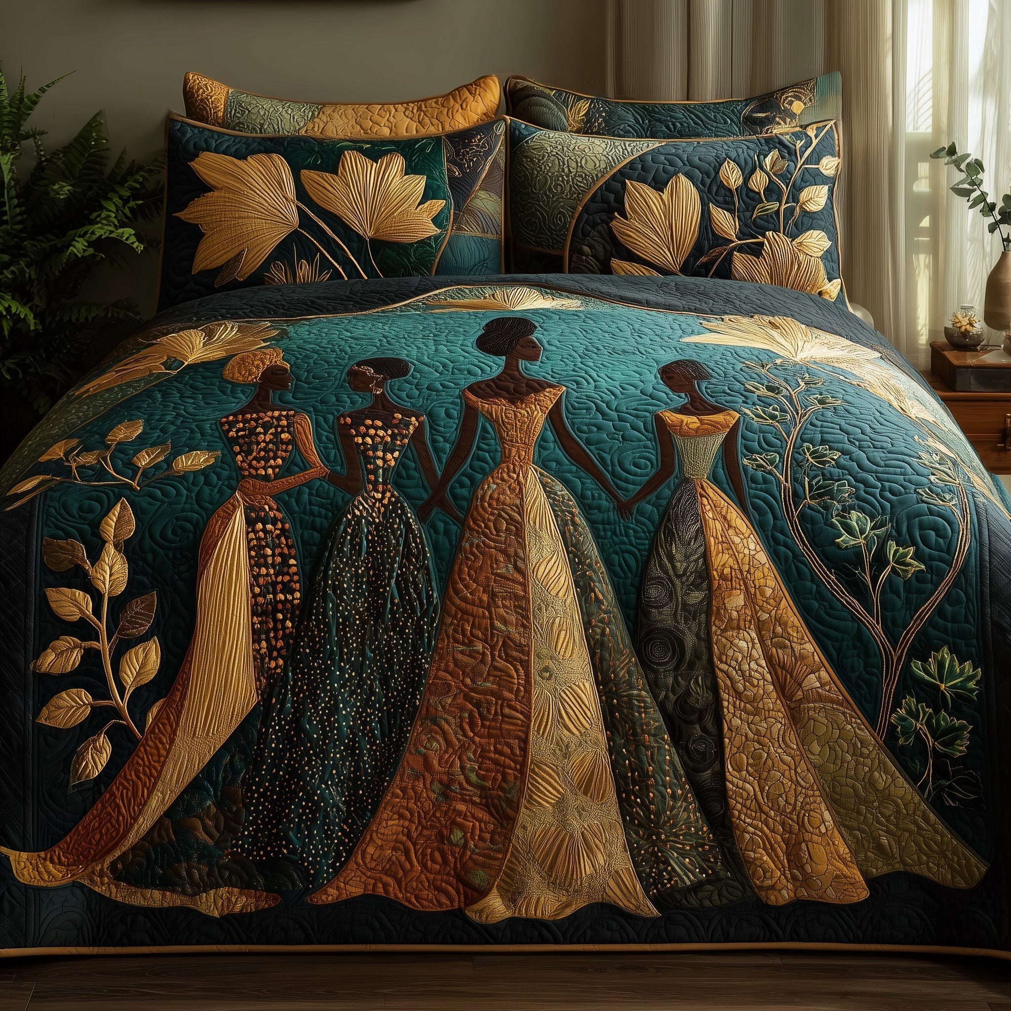 Golden Queens 3-Piece Quilted Bedding Set