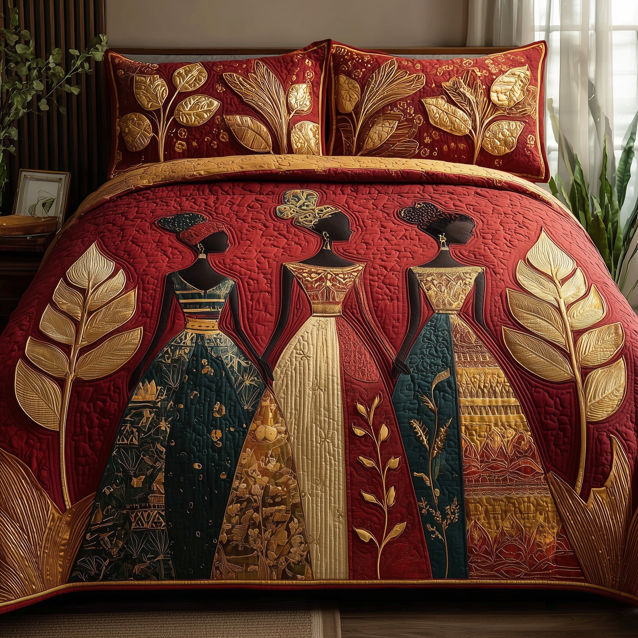 Golden Queens 3-Piece Quilted Bedding Set