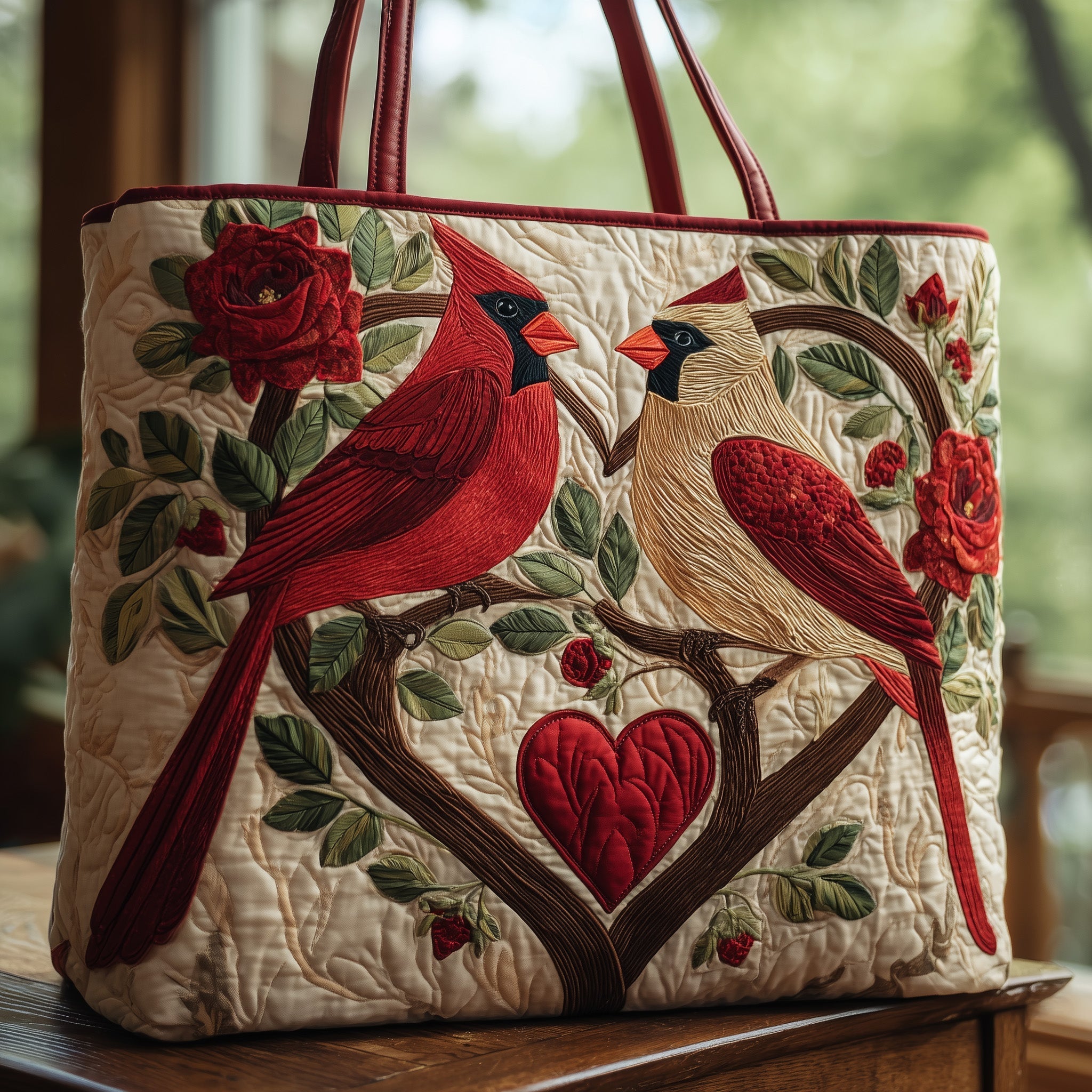 Cardinal Love Dance Quilted Tote Bag GFTOHD8497