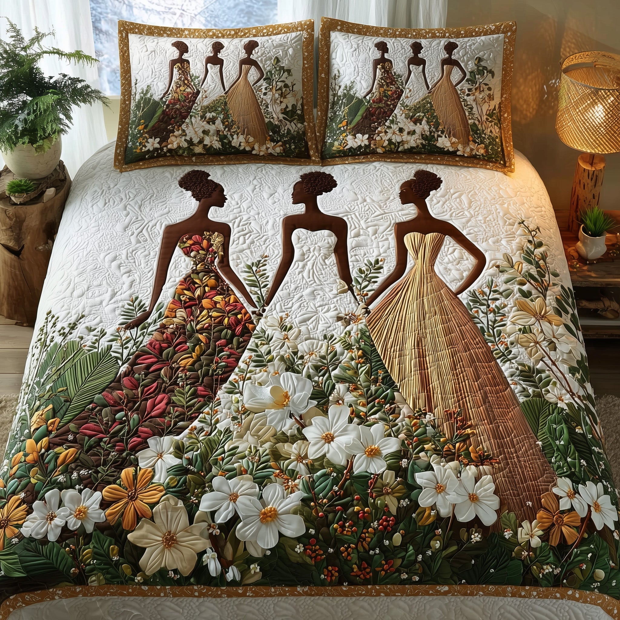 Golden Queens 3-Piece Quilted Bedding Set GFTOHD8690