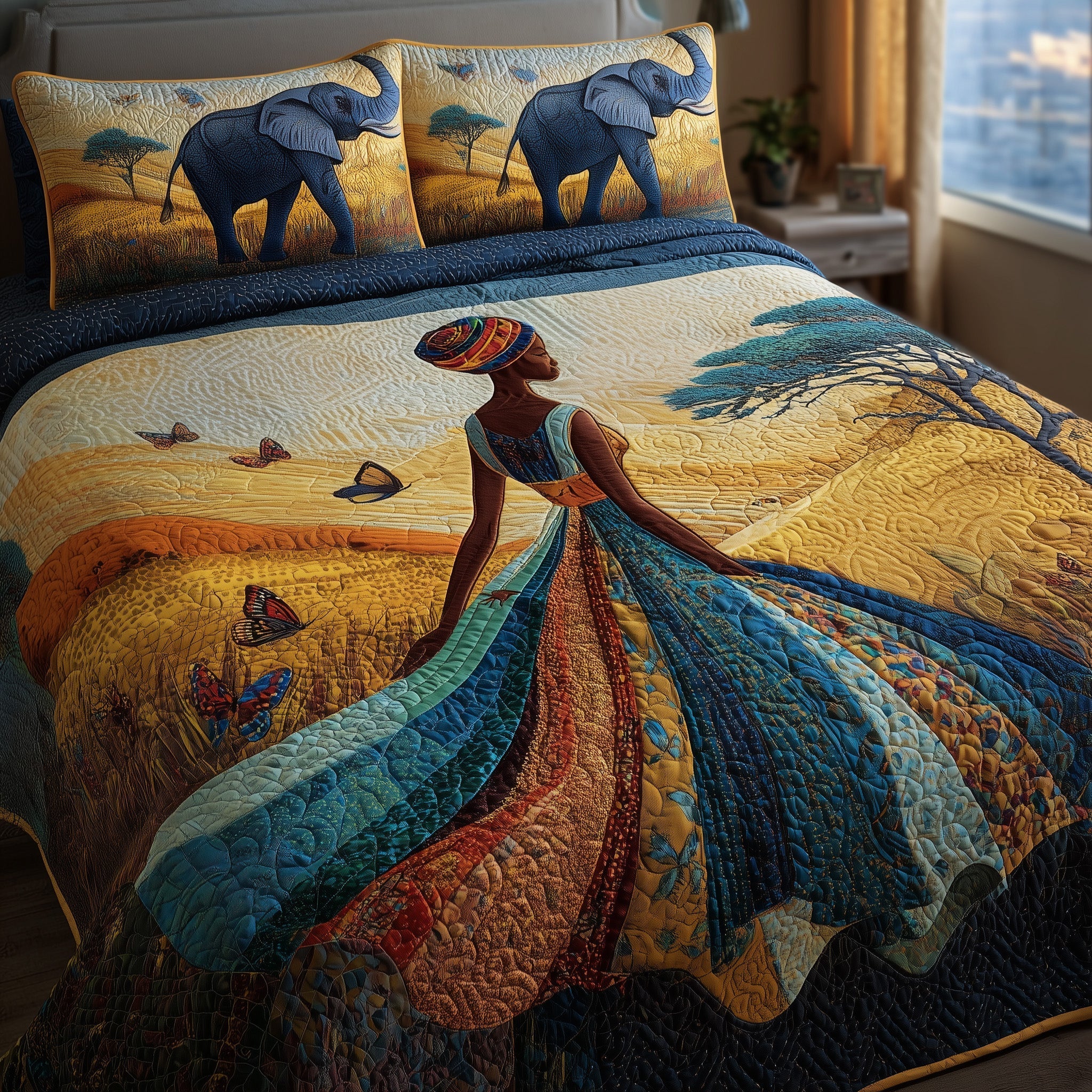 Golden Queens 3-Piece Quilted Bedding Set