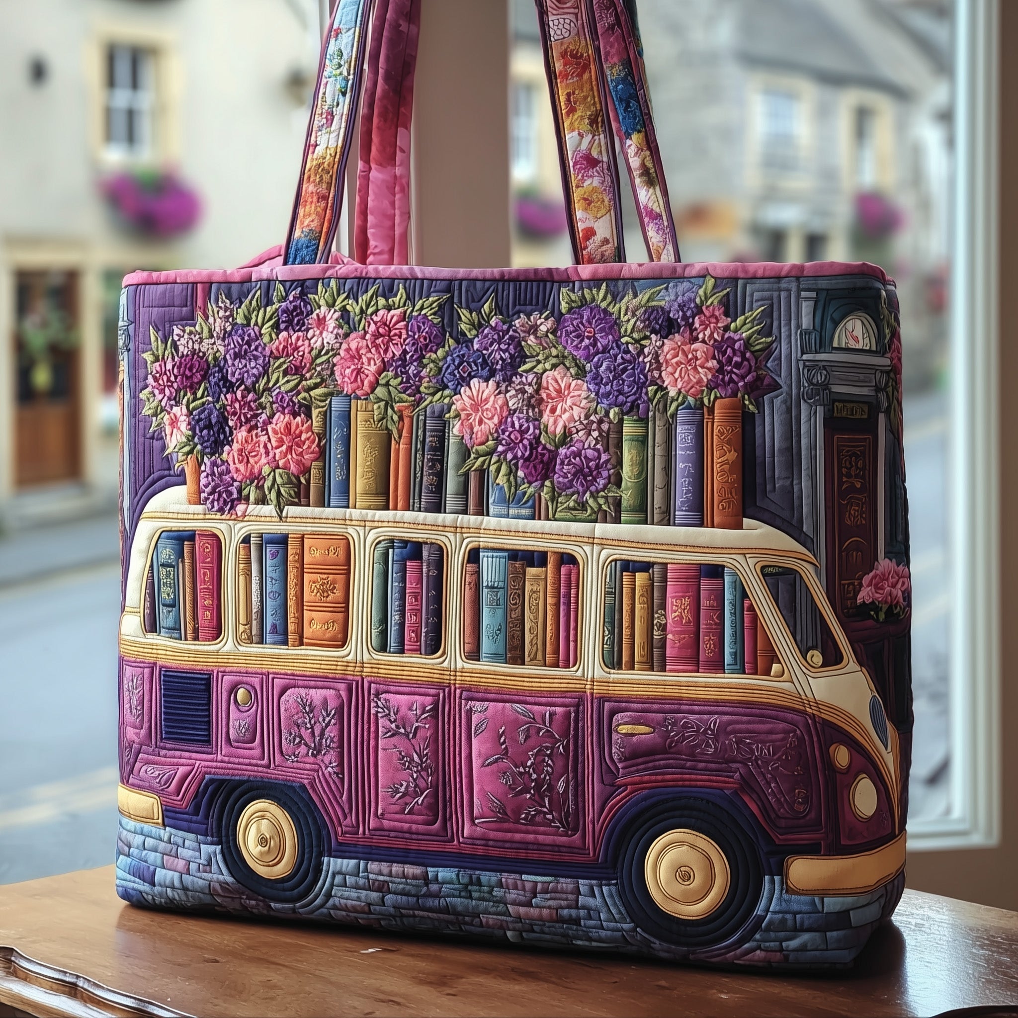 Book Van Quilted Tote Bag GFTOHD8911