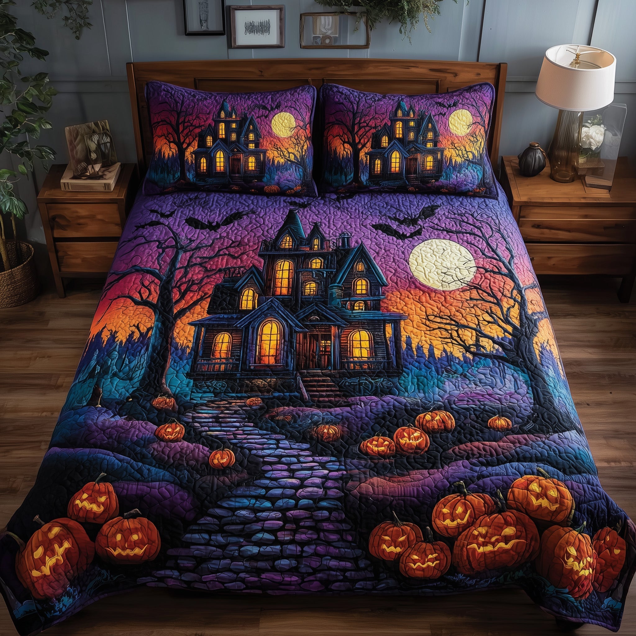 Halloween Night 3-Piece Quilted Bedding Set GFTOHD9750