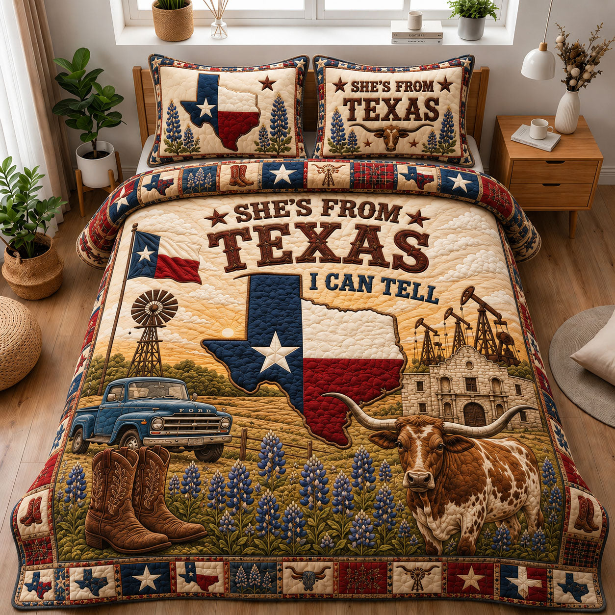 She’s From Texas Heritage Ranch 3-Piece Quilted Bedding Set GFTOHNL1199