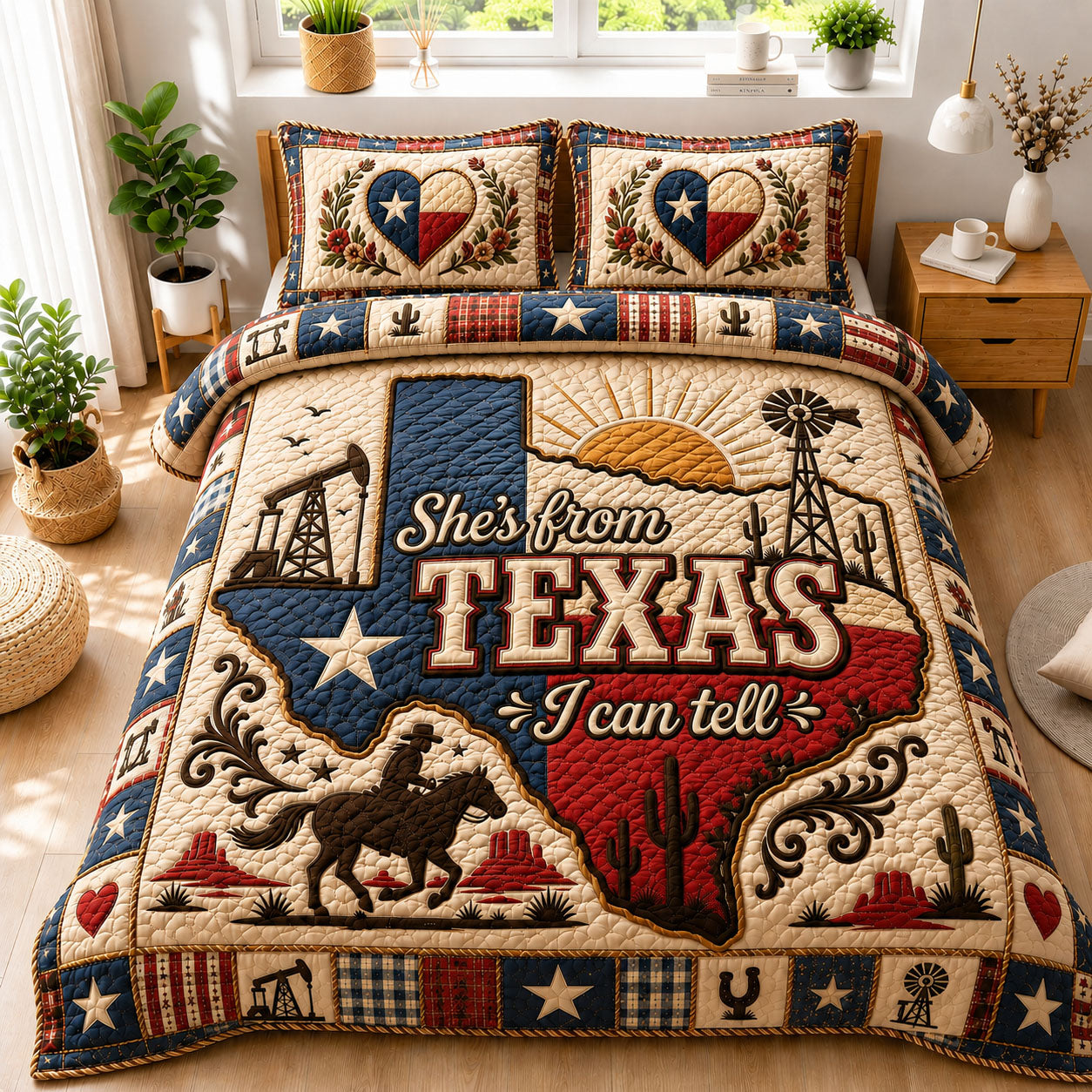 She’s From Texas Lone Star Sunset 3-Piece Quilted Bedding Set GFTOHNL1200
