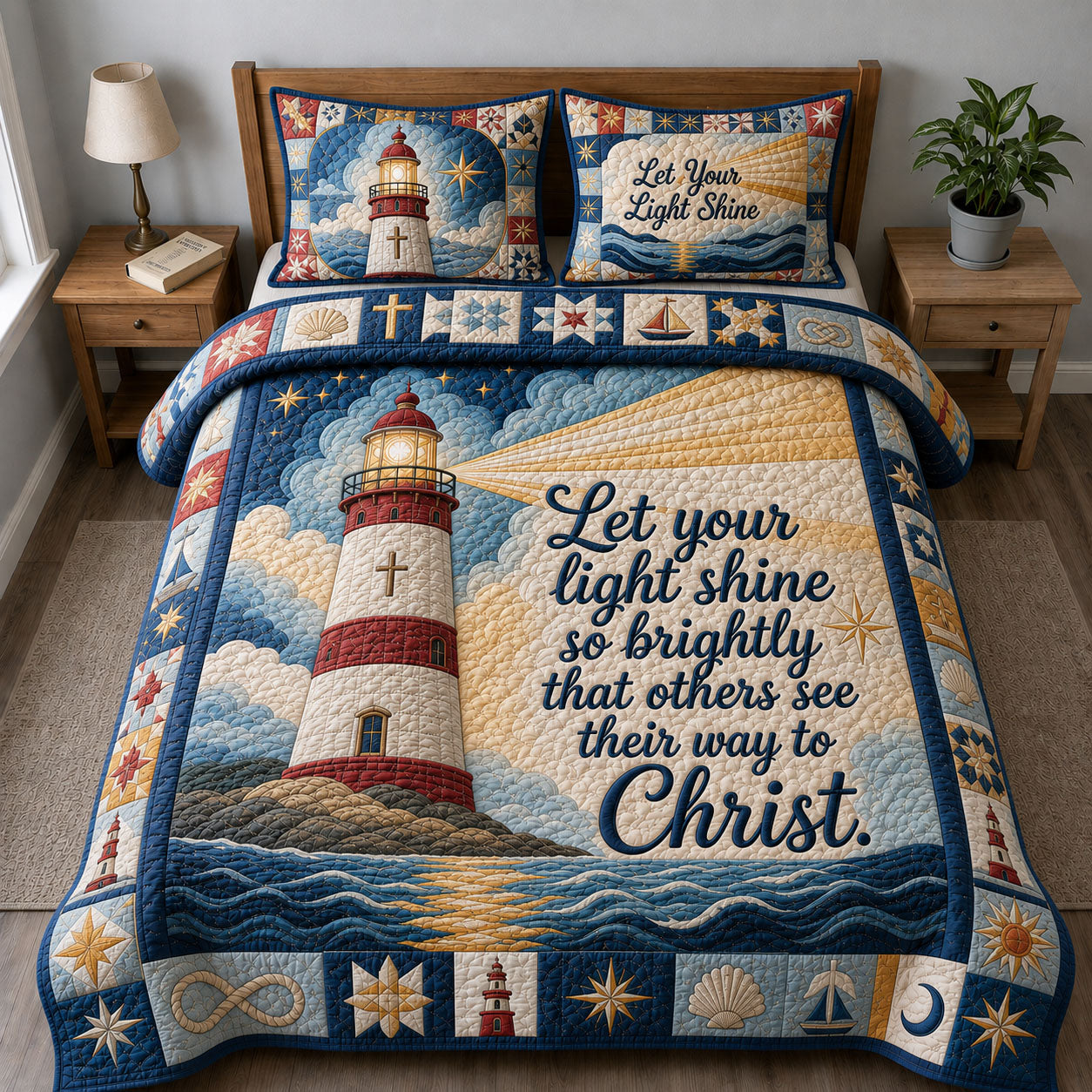 Let Light Shine 3-Piece Quilted Bedding Set GFTOHNL1266