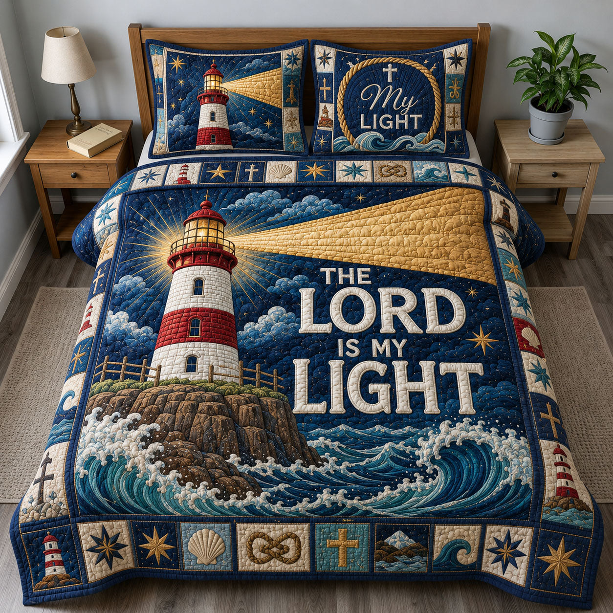 Lords Guiding Light 3-Piece Quilted Bedding Set GFTOHNL1267