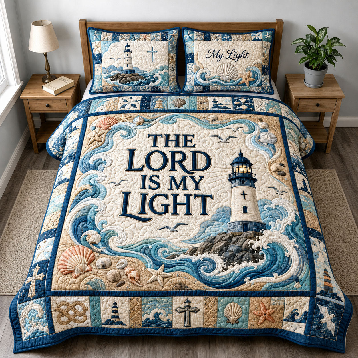 Coastal Lord Light 3-Piece Quilted Bedding Set GFTOHNL1268