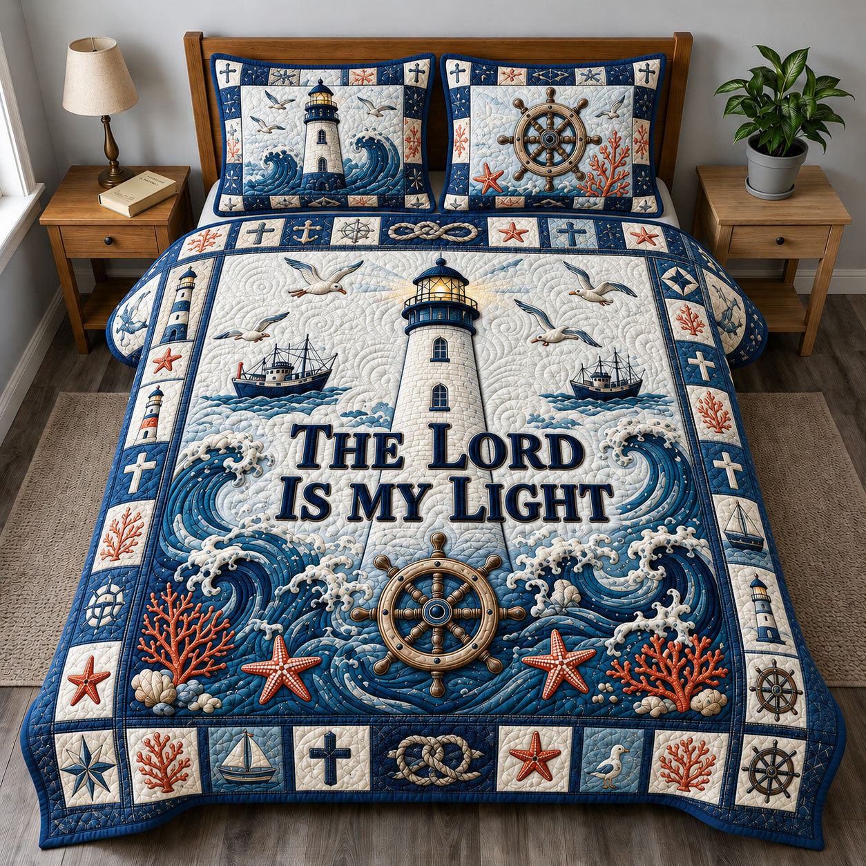 Mariners Lord Light 3-Piece Quilted Bedding Set GFTOHNL1270