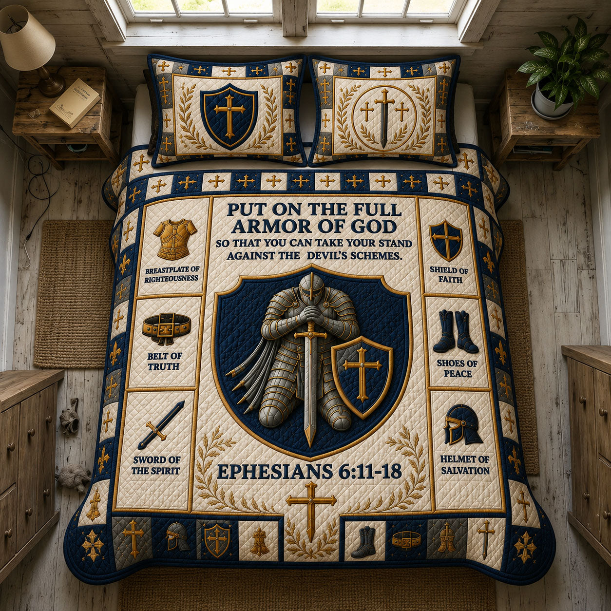 Put On Full Armor Of God 3-Piece Quilted Bedding Set GFTOHNL1276
