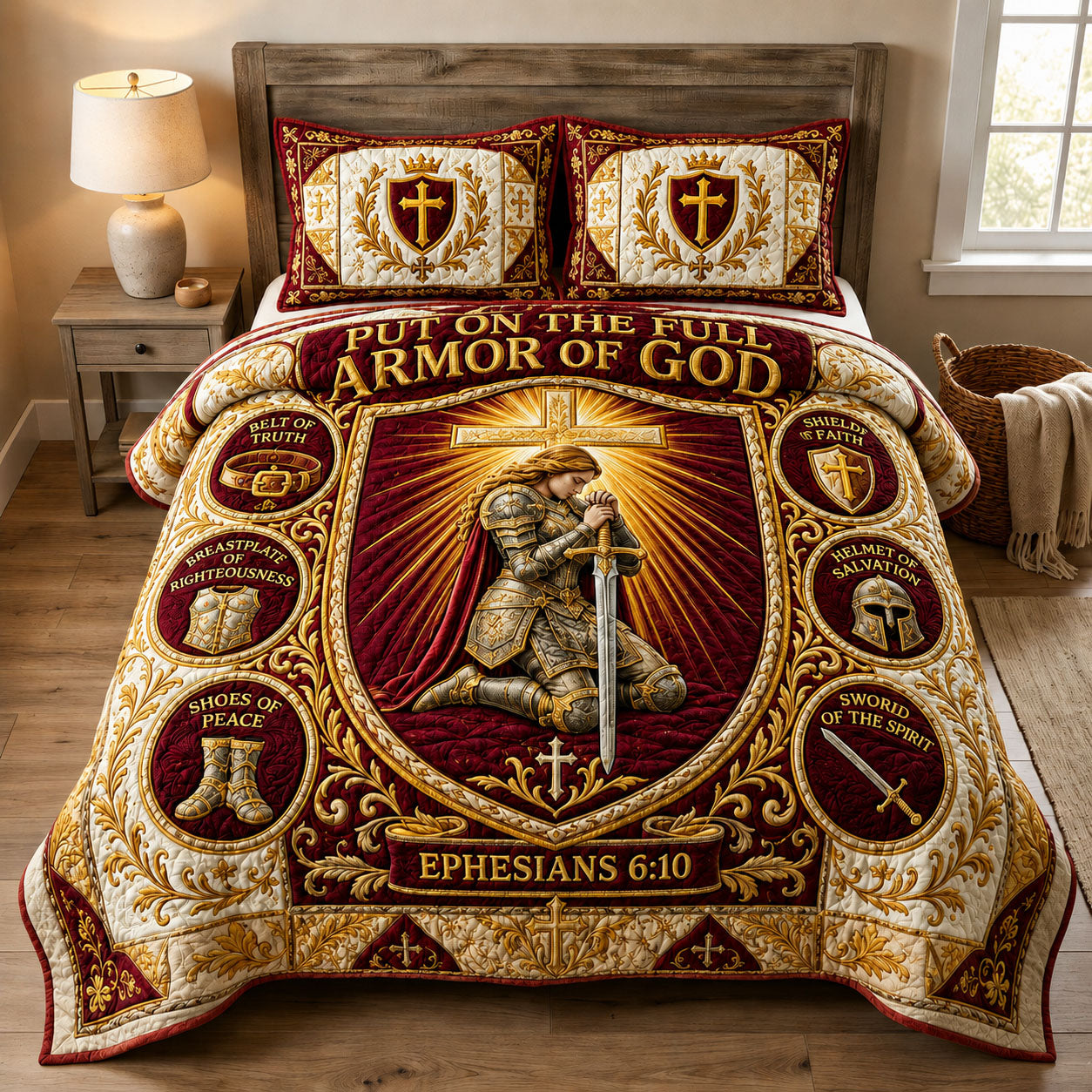 Radiant Shield Prayer Armor Of God 3-Piece Quilted Bedding Set GFTOHNL1293