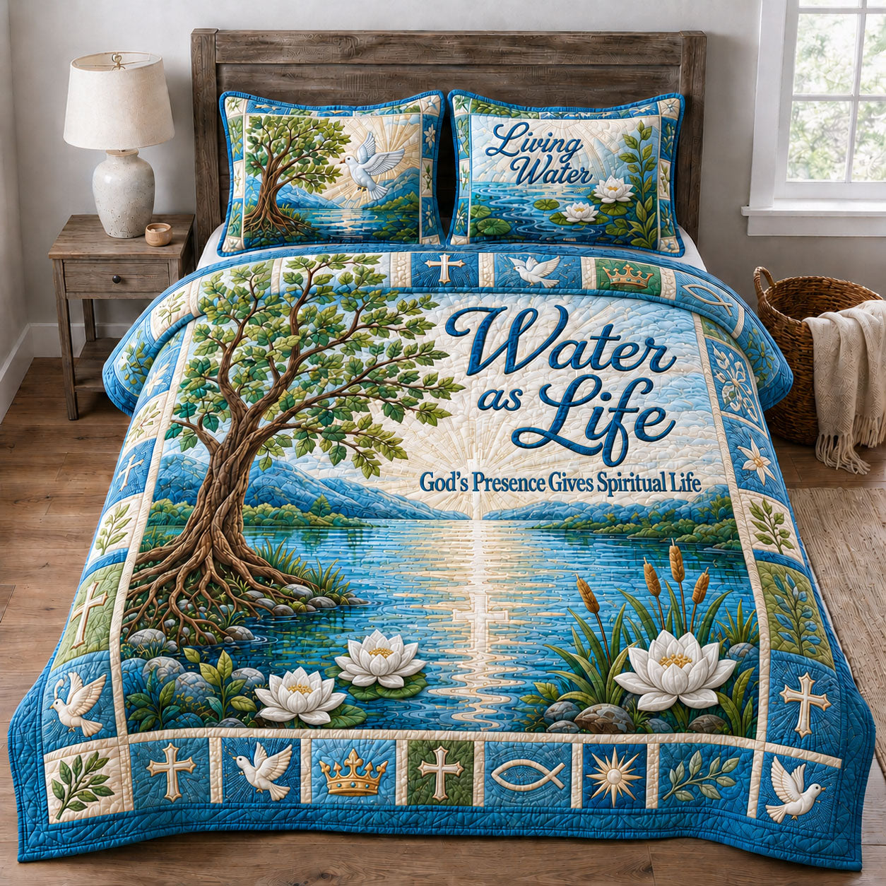 God Presence Gives Spiritual Life 3-Piece Quilted Bedding Set GFTOHNL1324