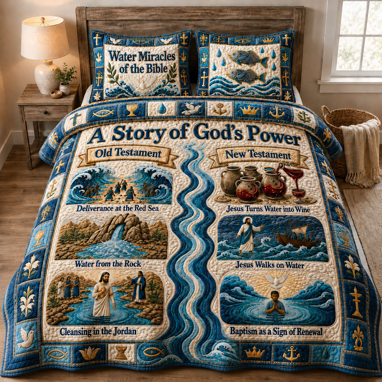 A Story of God Power 3-Piece Quilted Bedding Set GFTOHNL1325