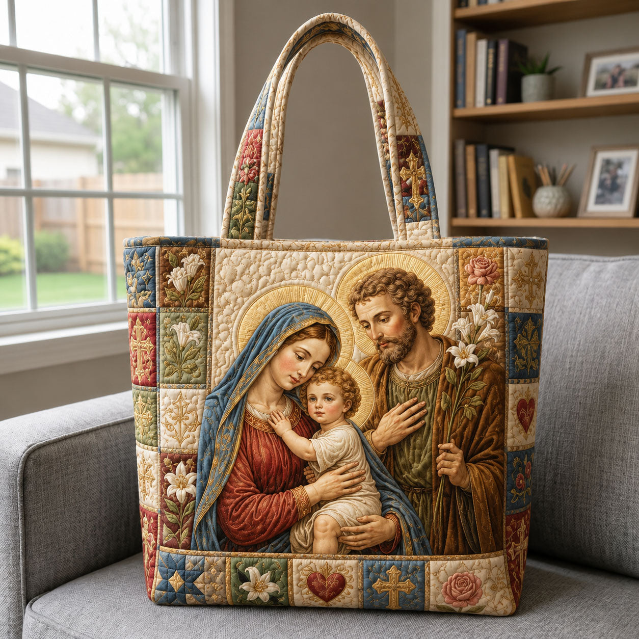 Holy Family St Joseph Lilies Quilted Tote Bag GFTOHNL1374