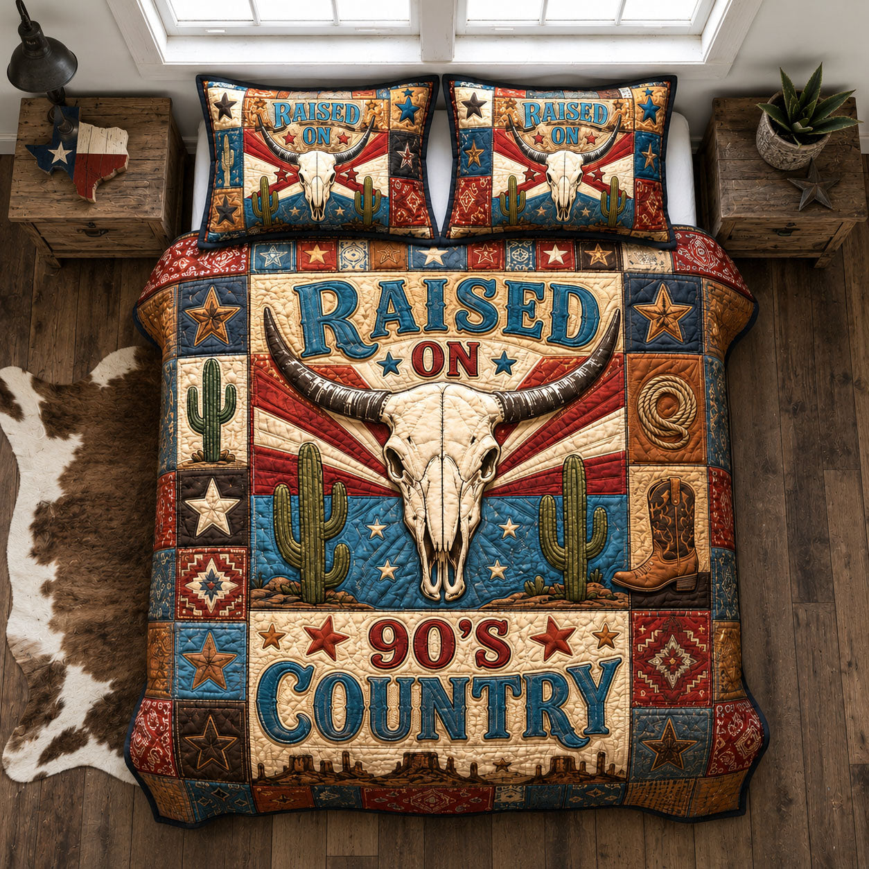 Raised On Country Texas 3-Piece Quilted Bedding Set GFTOHNL1515