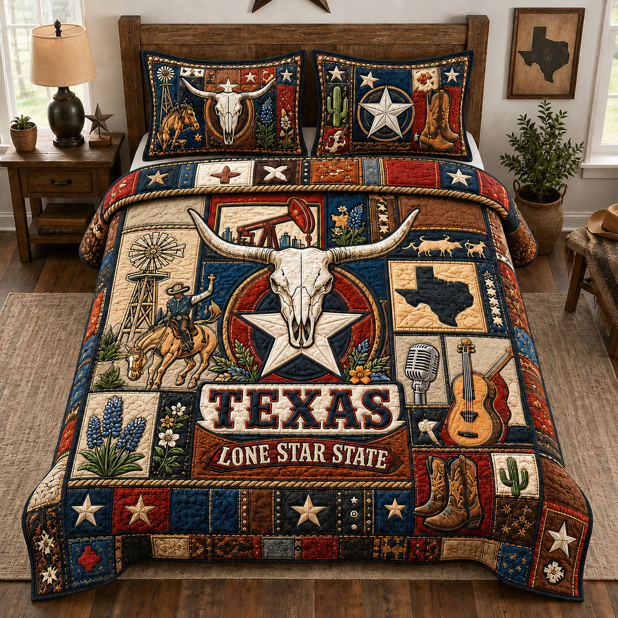 Texas Heritage Spirit 3-Piece Quilted Bedding Set GFTOHNL1516