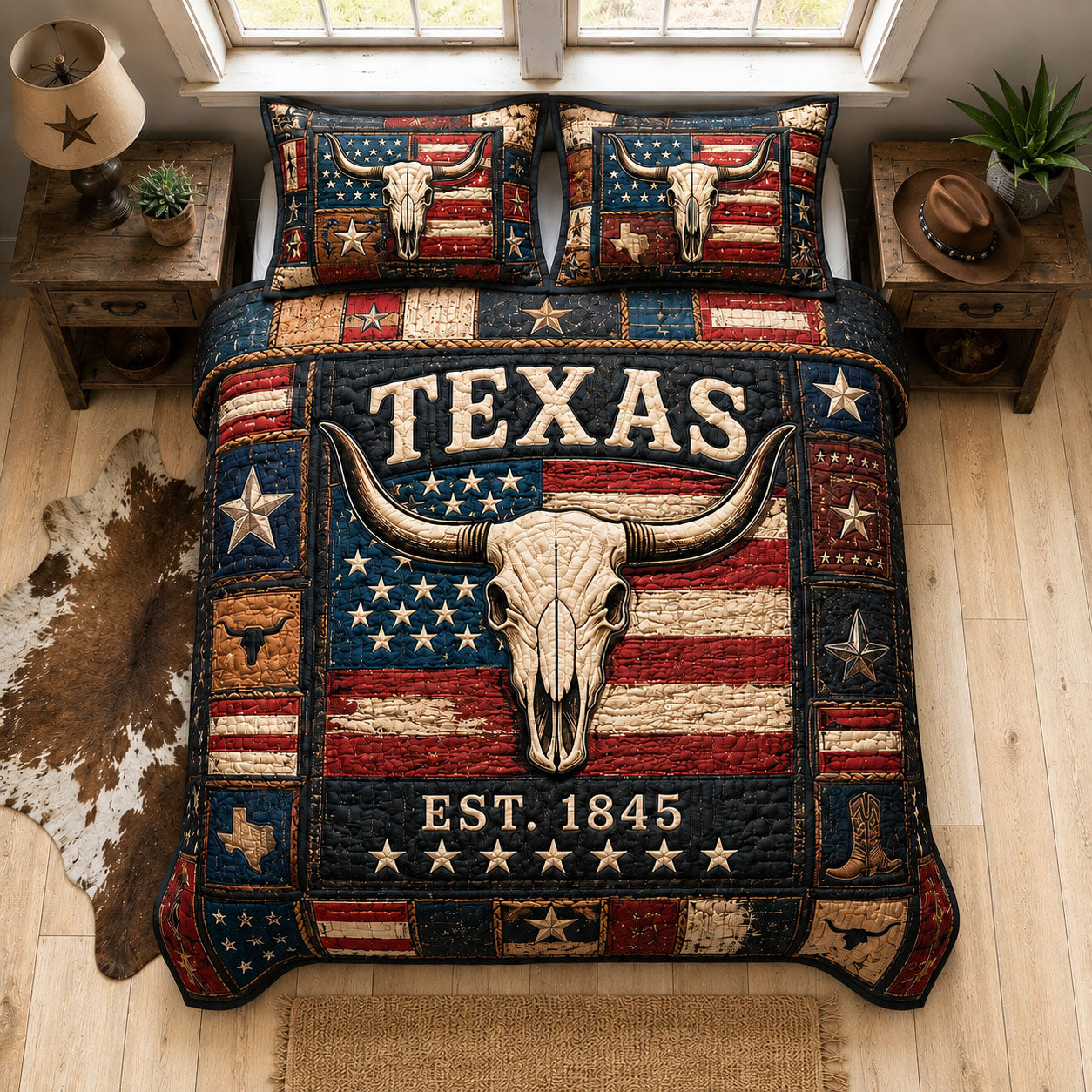 Texas Pride 1845 3-Piece Quilted Bedding Set GFTOHNL1517
