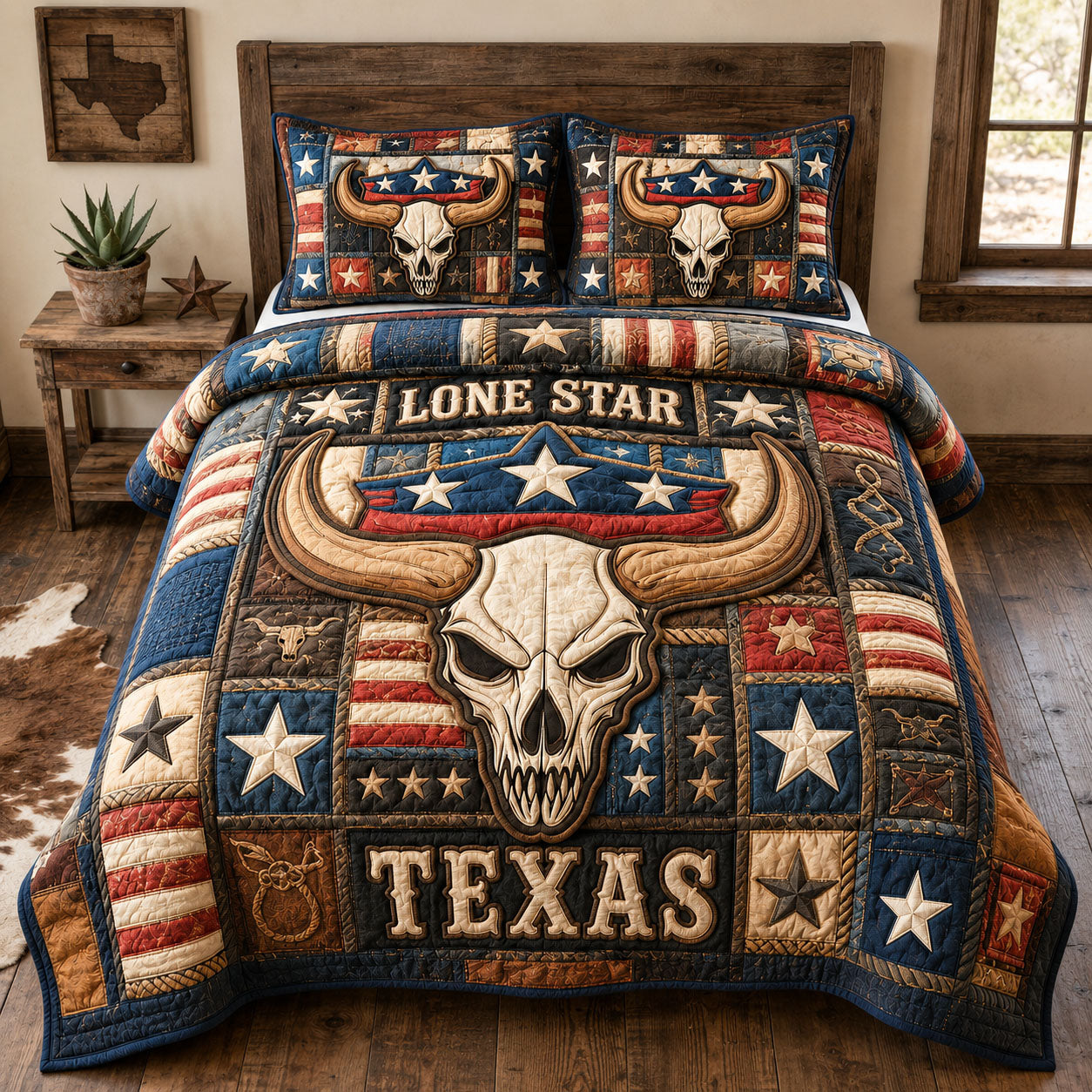 Lone Star Outlaw 3-Piece Quilted Bedding Set GFTOHNL1520