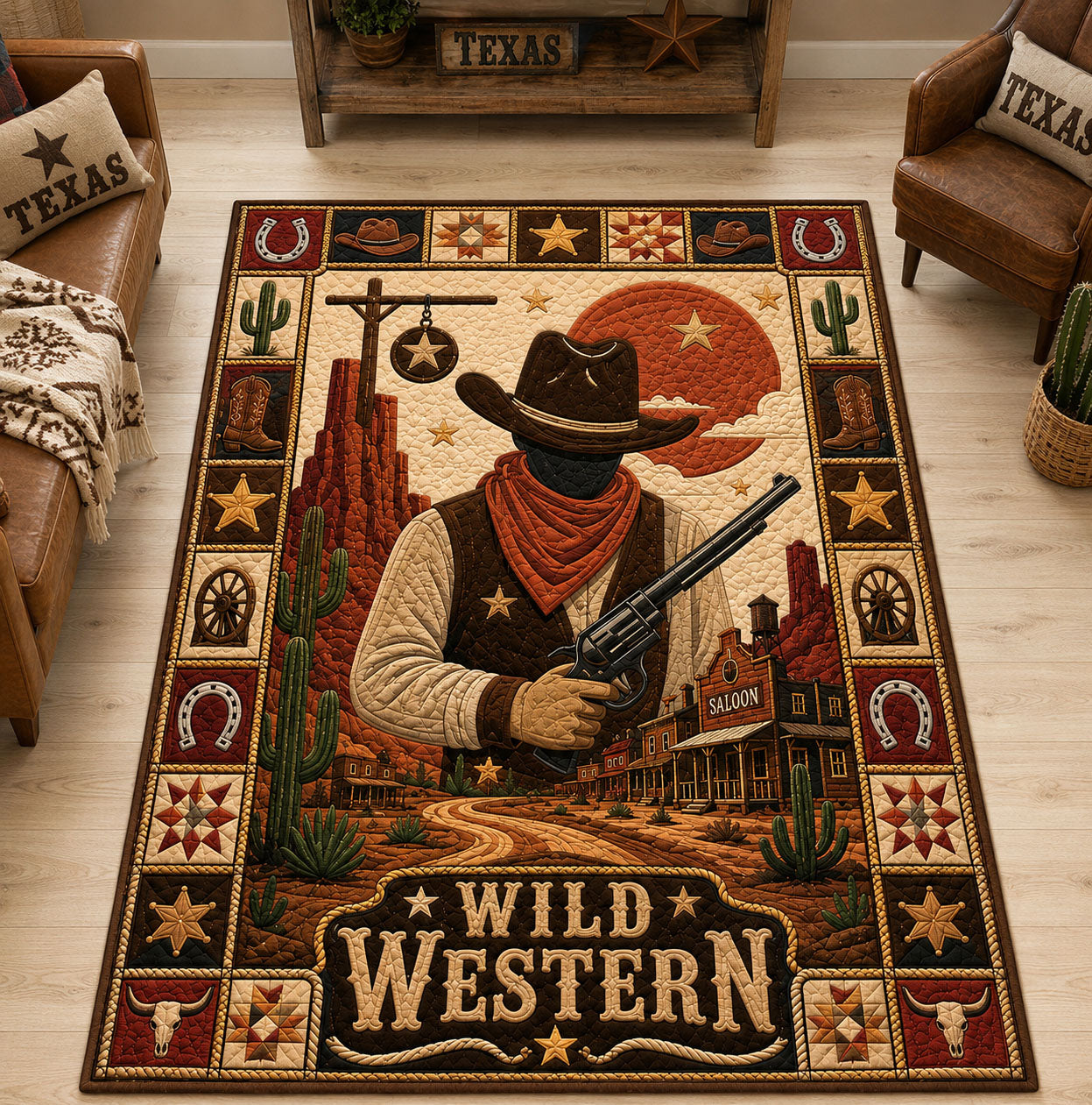Faceless Western Cowboy Area Rug GFTOHNL1552