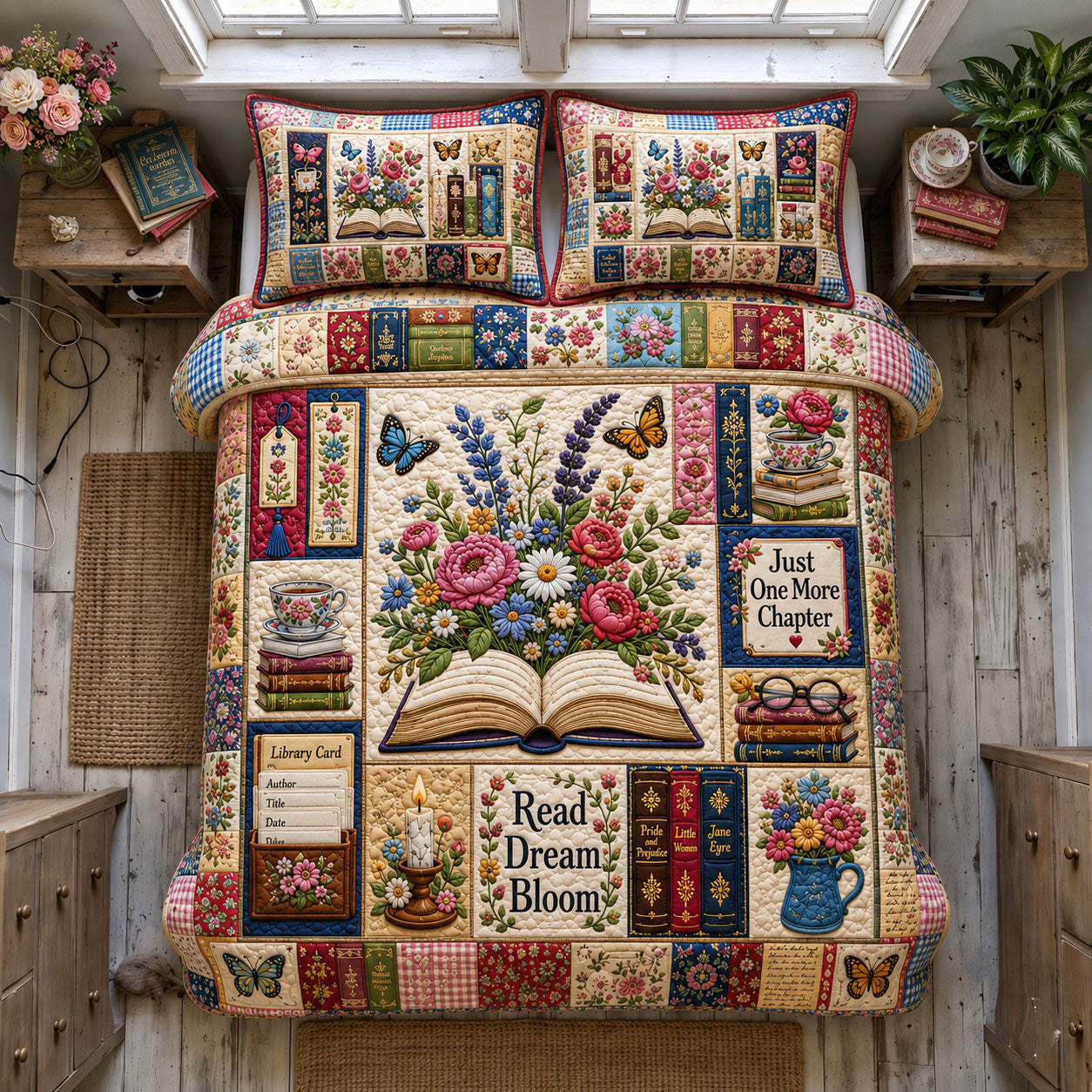Read Dream Bloom 3-Piece Quilted Bedding Set GFTOHNL1683