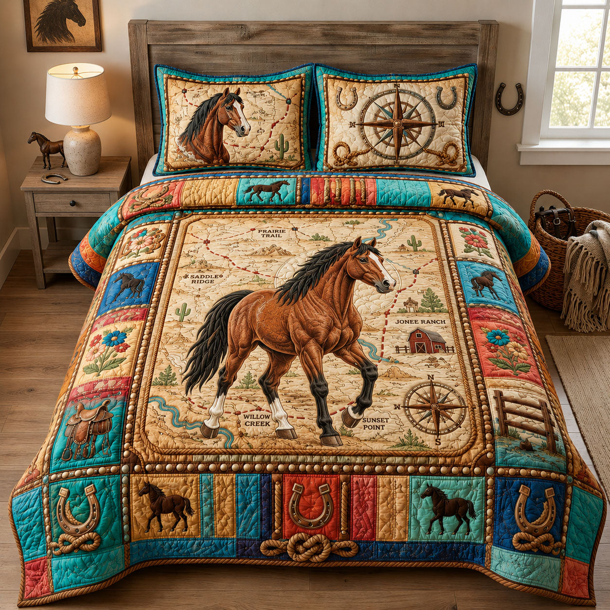 Prairie Trail Adventure 3-Piece Quilted Bedding Set GFTOHNL1716
