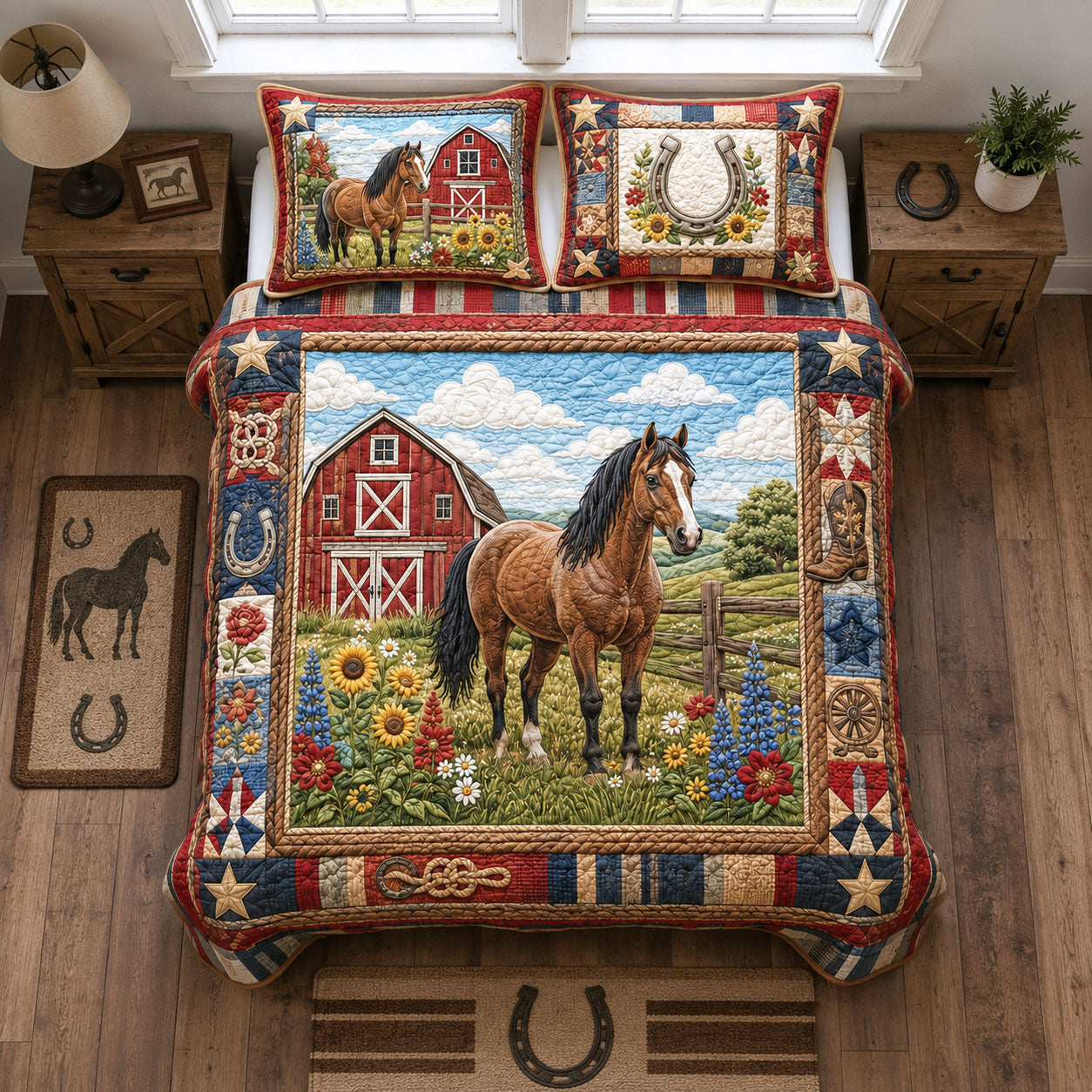 Wildflower Barn Horse 3-Piece Quilted Bedding Set GFTOHNL1719