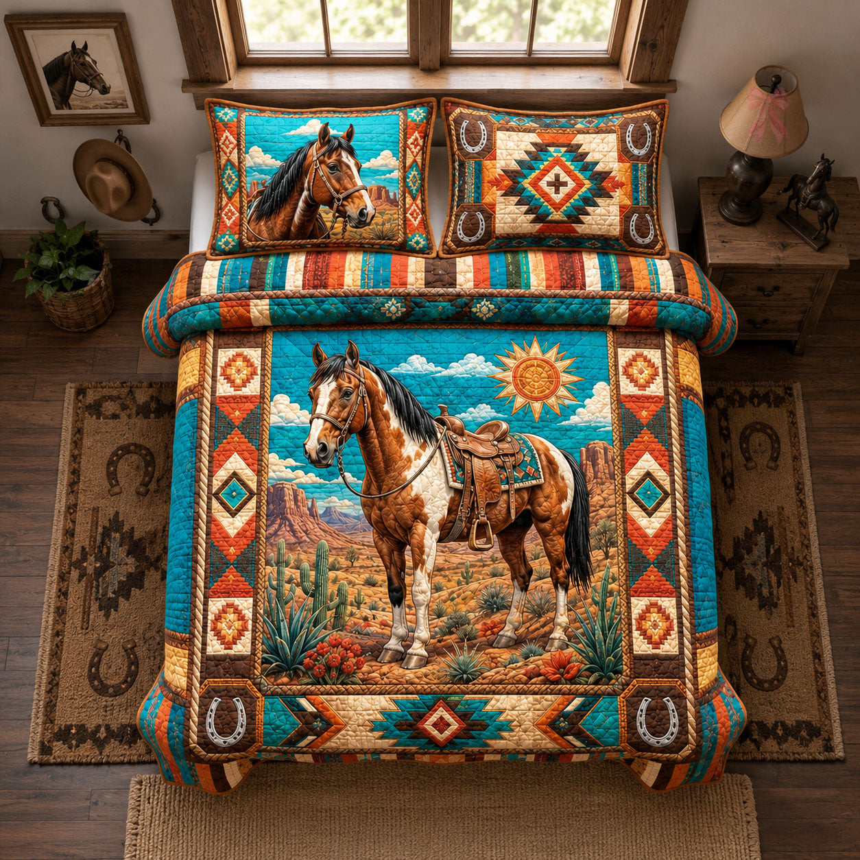 Desert Sun Rider 3-Piece Quilted Bedding Set GFTOHNL1721