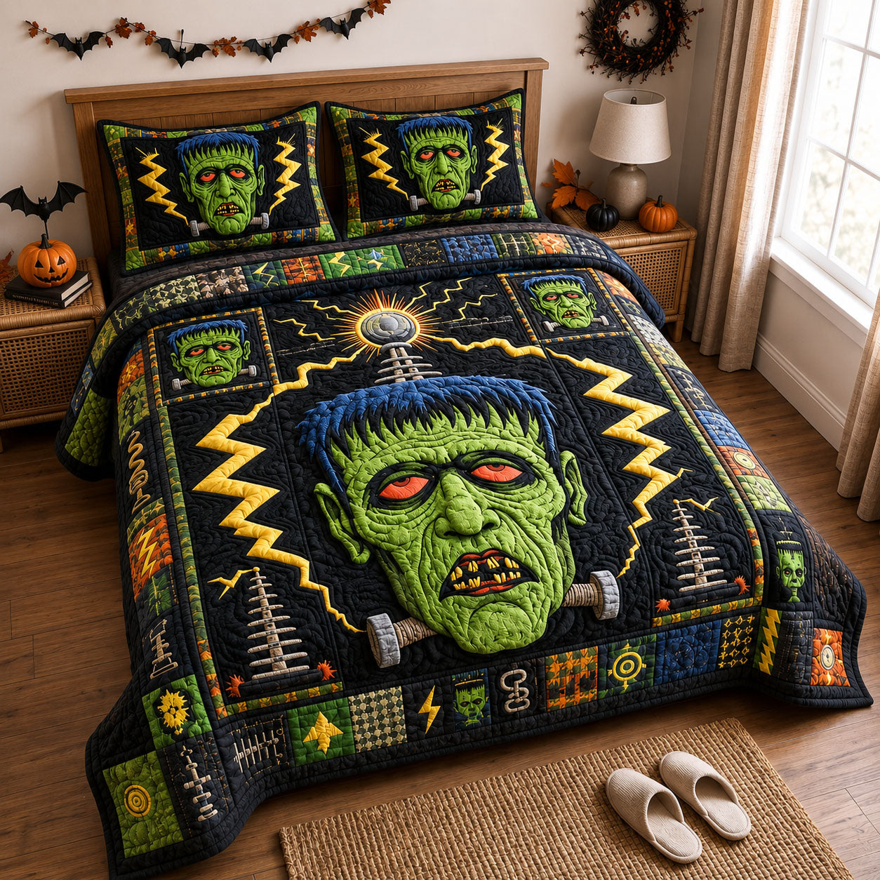 Electric Frankenstein Monster 3-Piece Quilted Bedding Set GFTOHNL1727